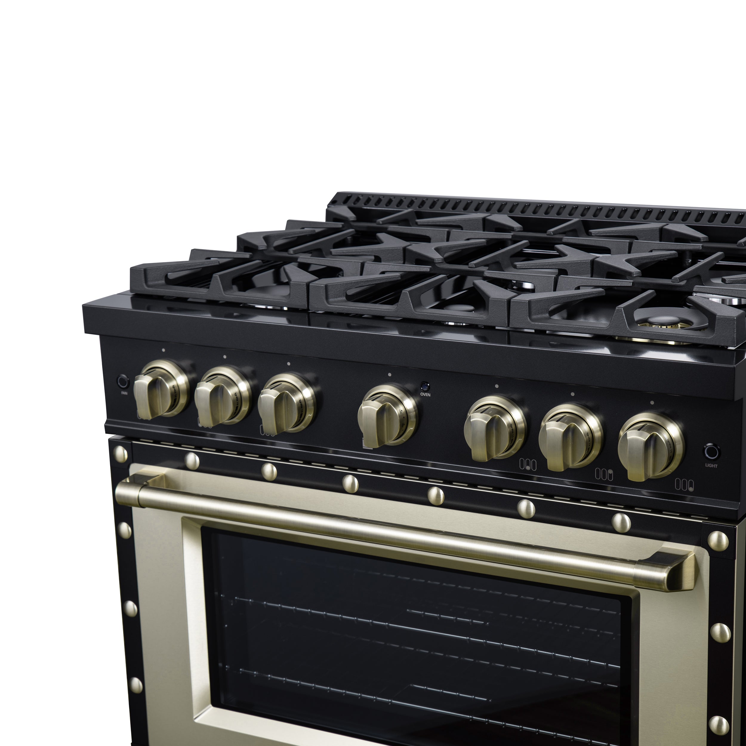 Forno Valente 36 in. 5.2 Cu.ft. Black Gas Range with 6 Sealed Burners and Air Fry | FFSGS6299-36CPBLK