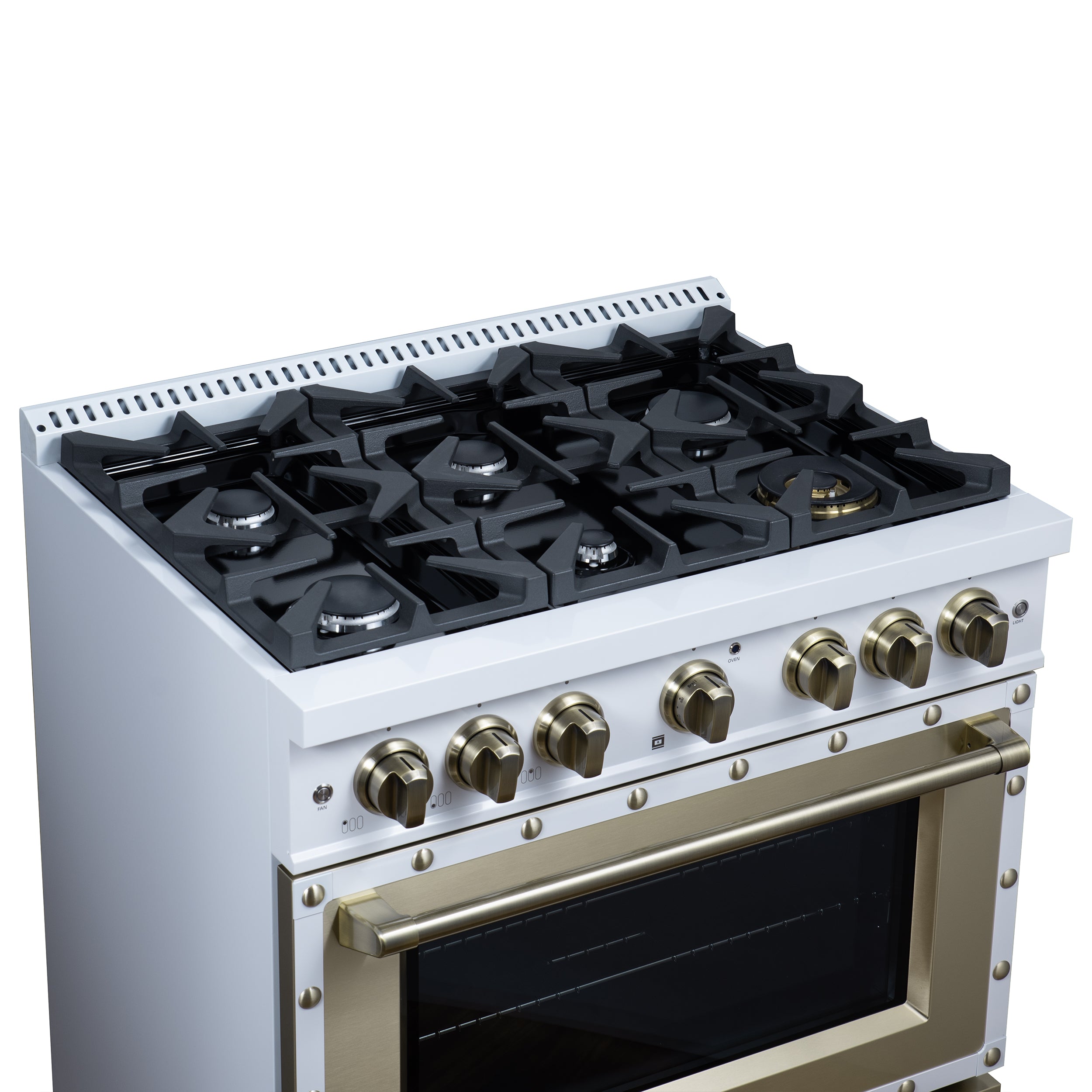 Forno Valente 36 in. 5.2 Cu.ft. White Gas Range with 6 Sealed Burners and Air Fry | FFSGS6299-36CPWHT