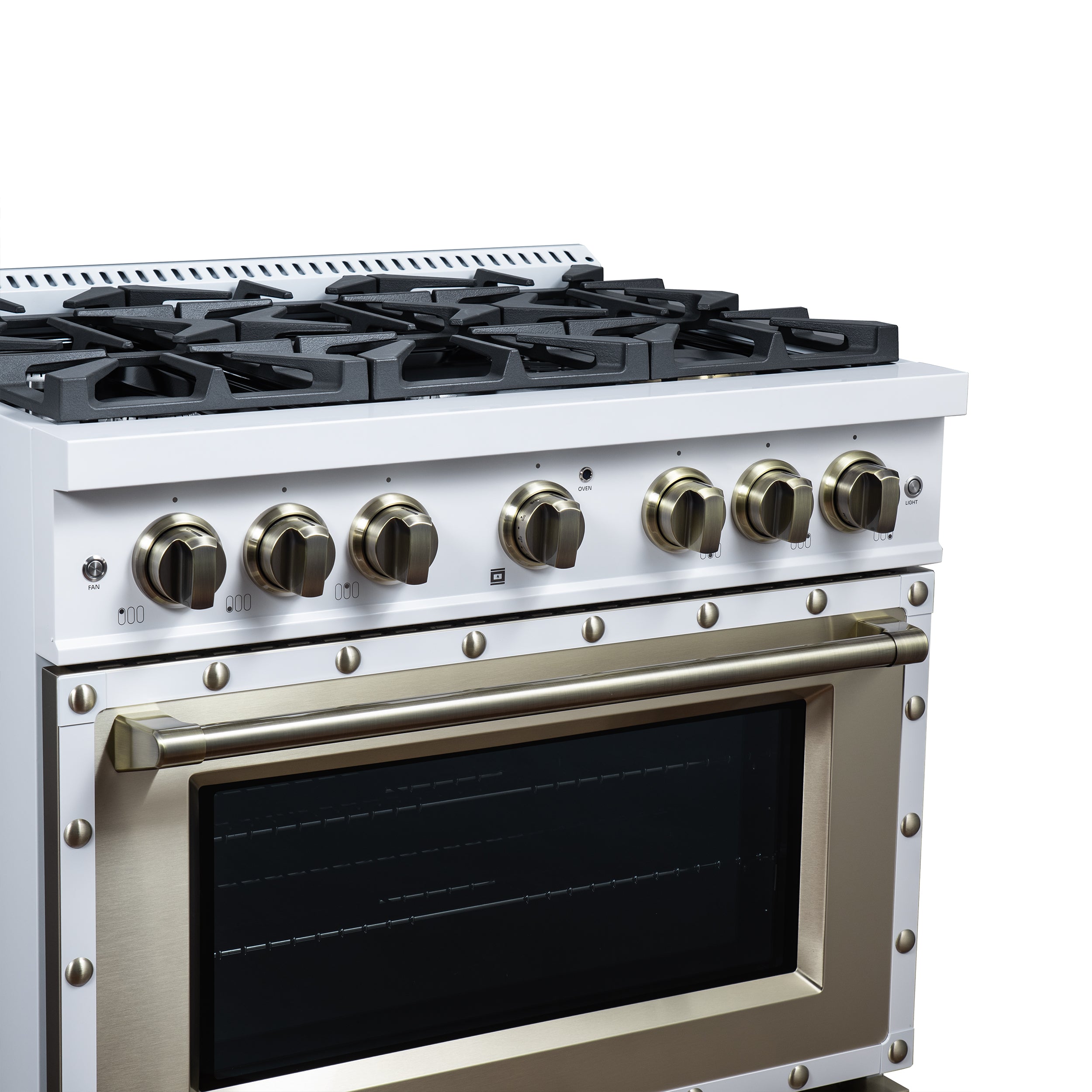 Forno Valente 36 in. 5.2 Cu.ft. White Gas Range with 6 Sealed Burners and Air Fry | FFSGS6299-36CPWHT