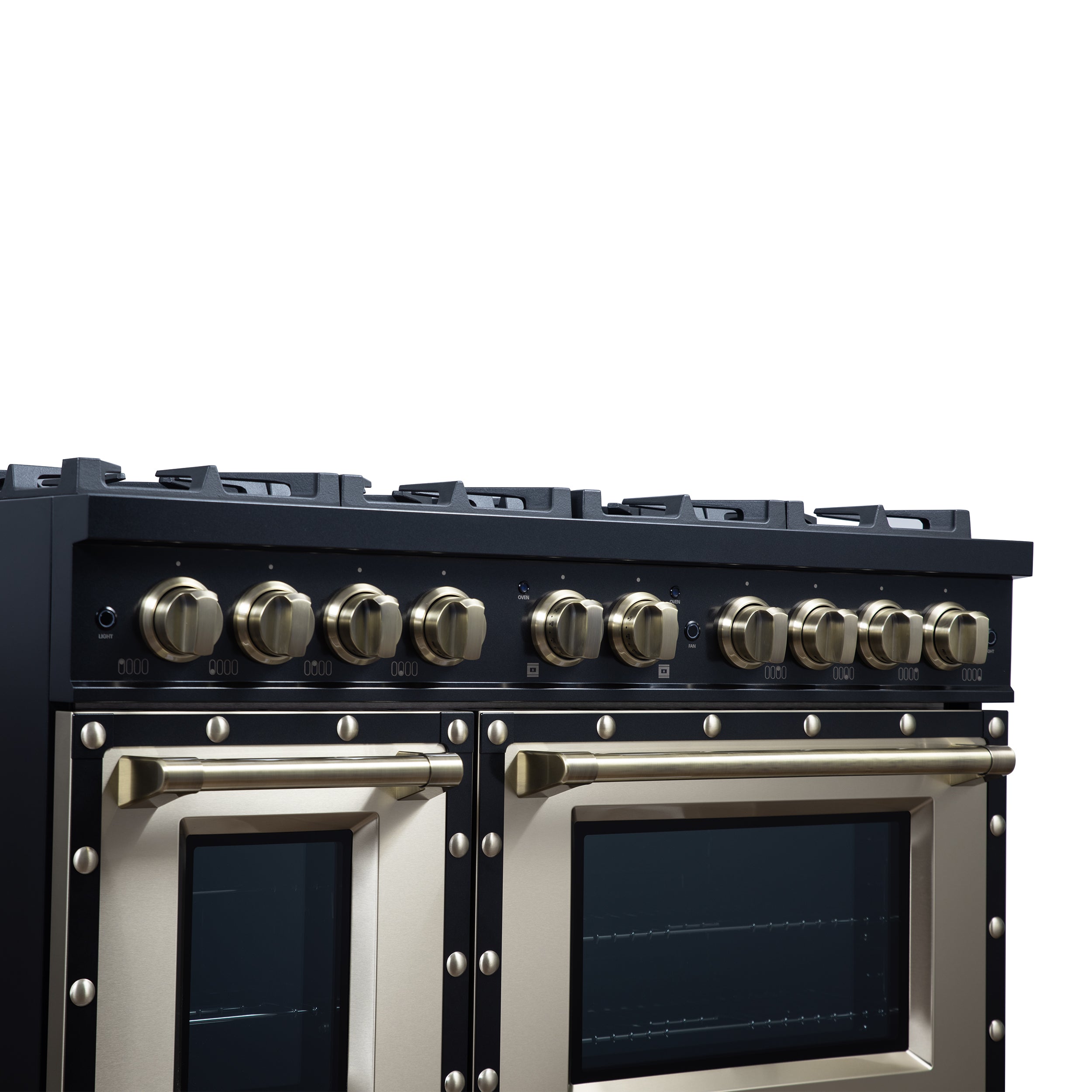 Forno Valente 48 in. 6.7 Cu.ft. Black Gas Range with 8 Sealed Burners and Air Fry | FFSGS6299-48CPBLK