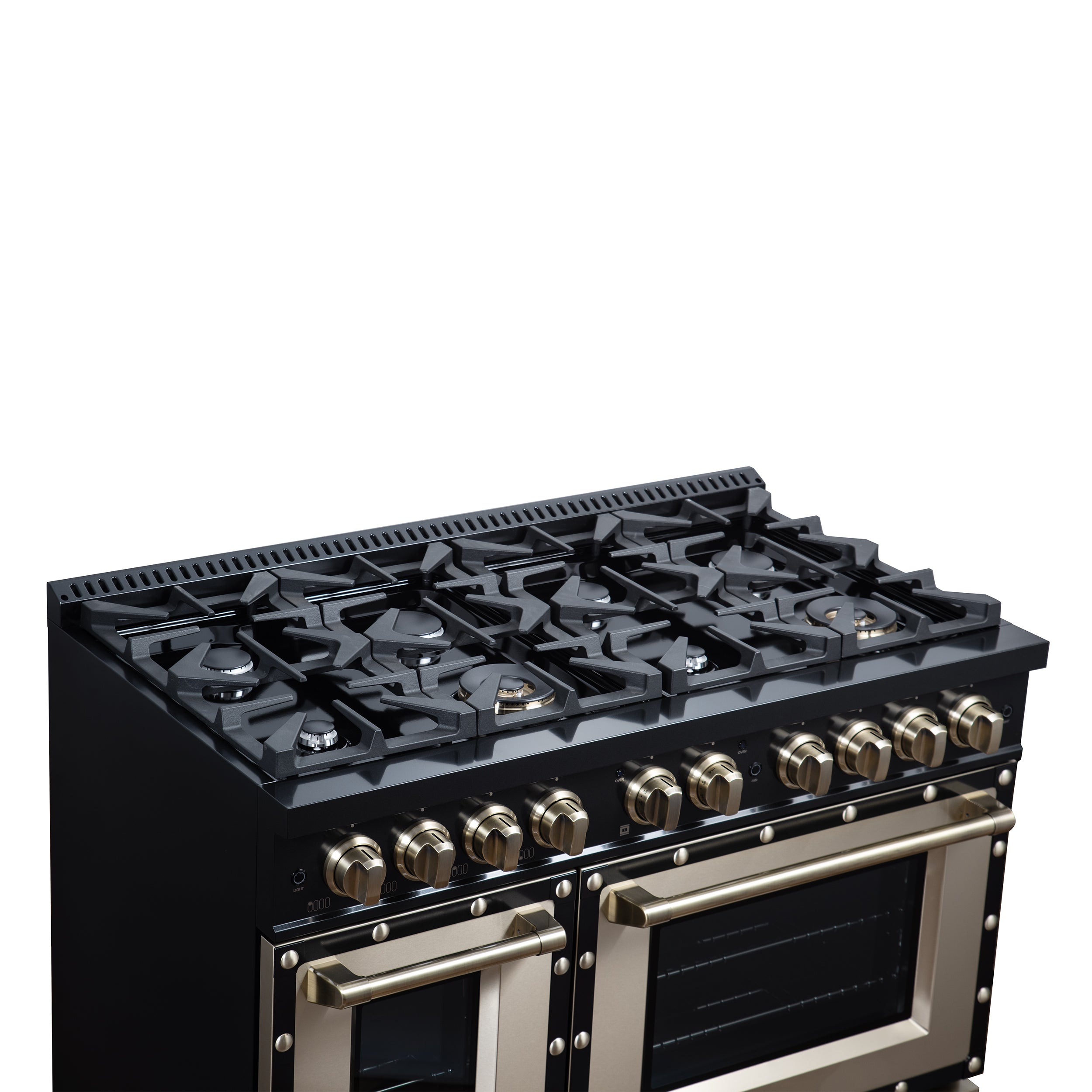 Forno Valente 48 in. 6.7 Cu.ft. Black Gas Range with 8 Sealed Burners and Air Fry | FFSGS6299-48CPBLK