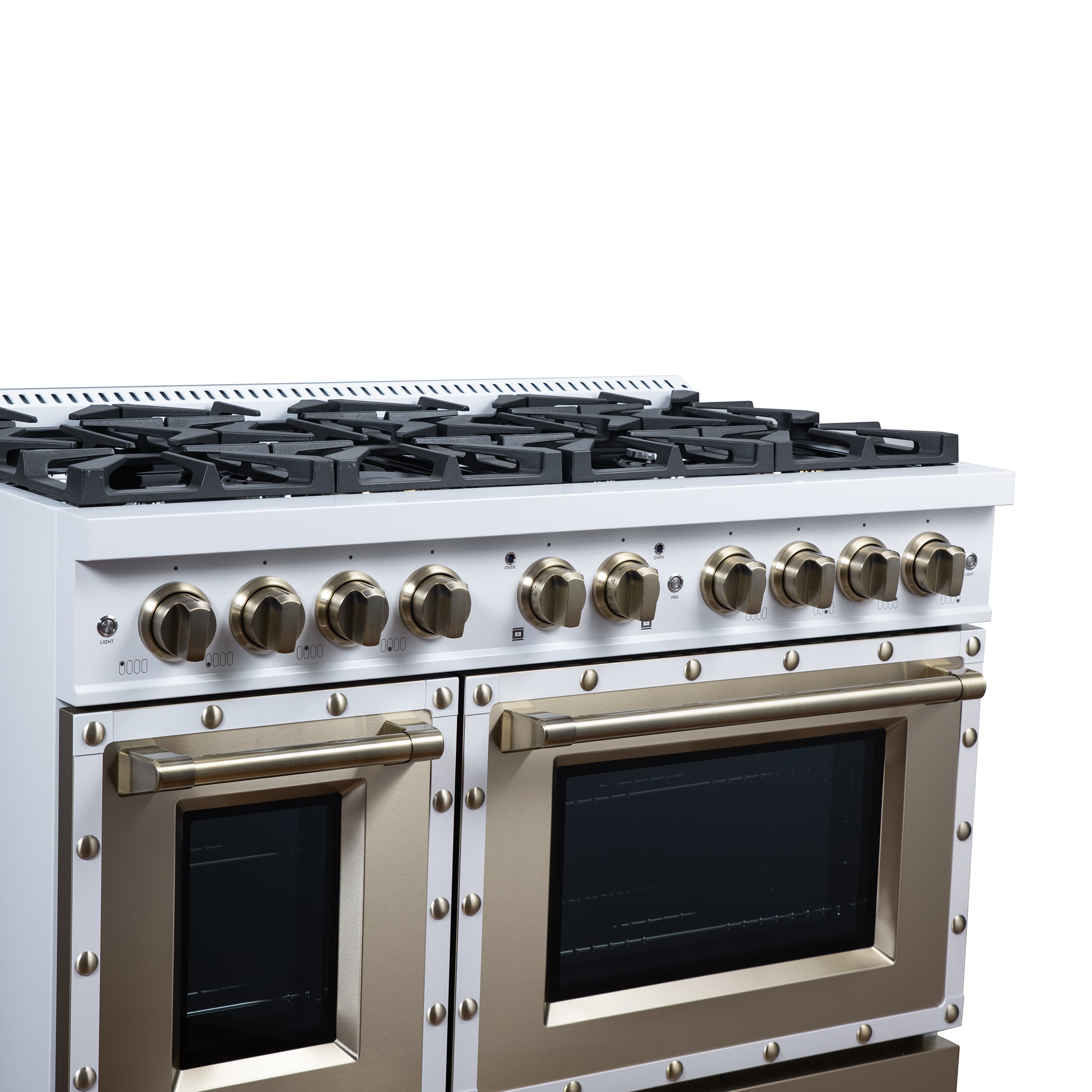 Forno Valente 48 in. 6.7 Cu.ft. White Gas Range with 8 Sealed Burners and Air Fry | FFSGS6299-48CPWHT