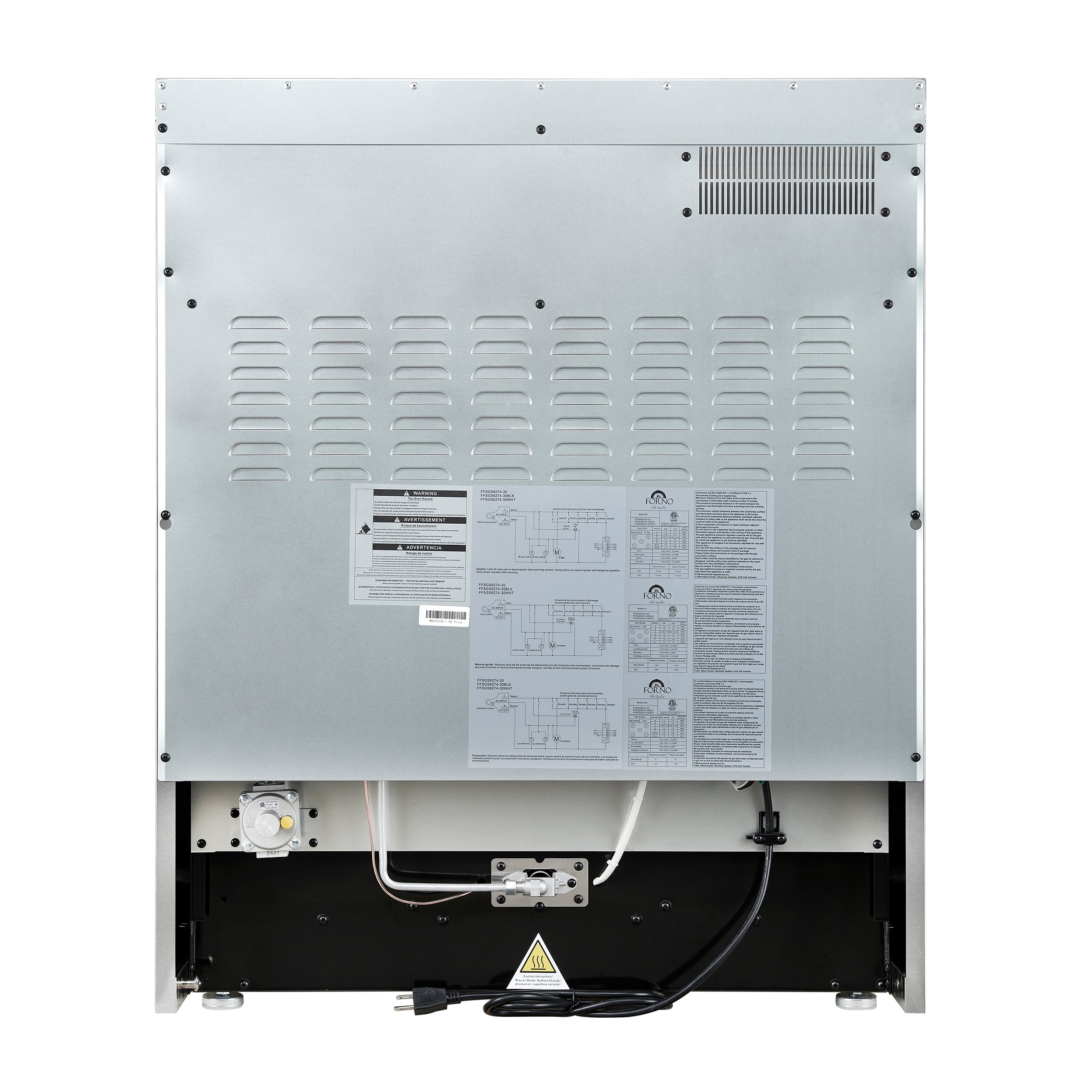 Forno Giovanni 30 in. 4.32 cu.ft. Black Gas Range with Antique Brass Accents, Griddle, and Air Fry | FFSGS6274-30BLK