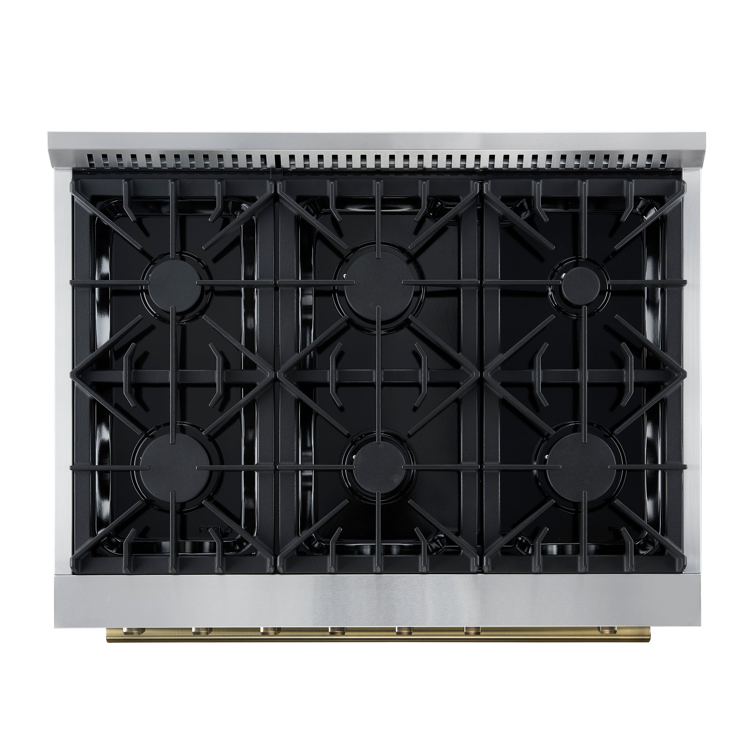 Marco 36-Inch Gas Range Black & Antique Brass Design, 6 Burners 67,000 BTU, 5.36 cu.ft. Convection Oven