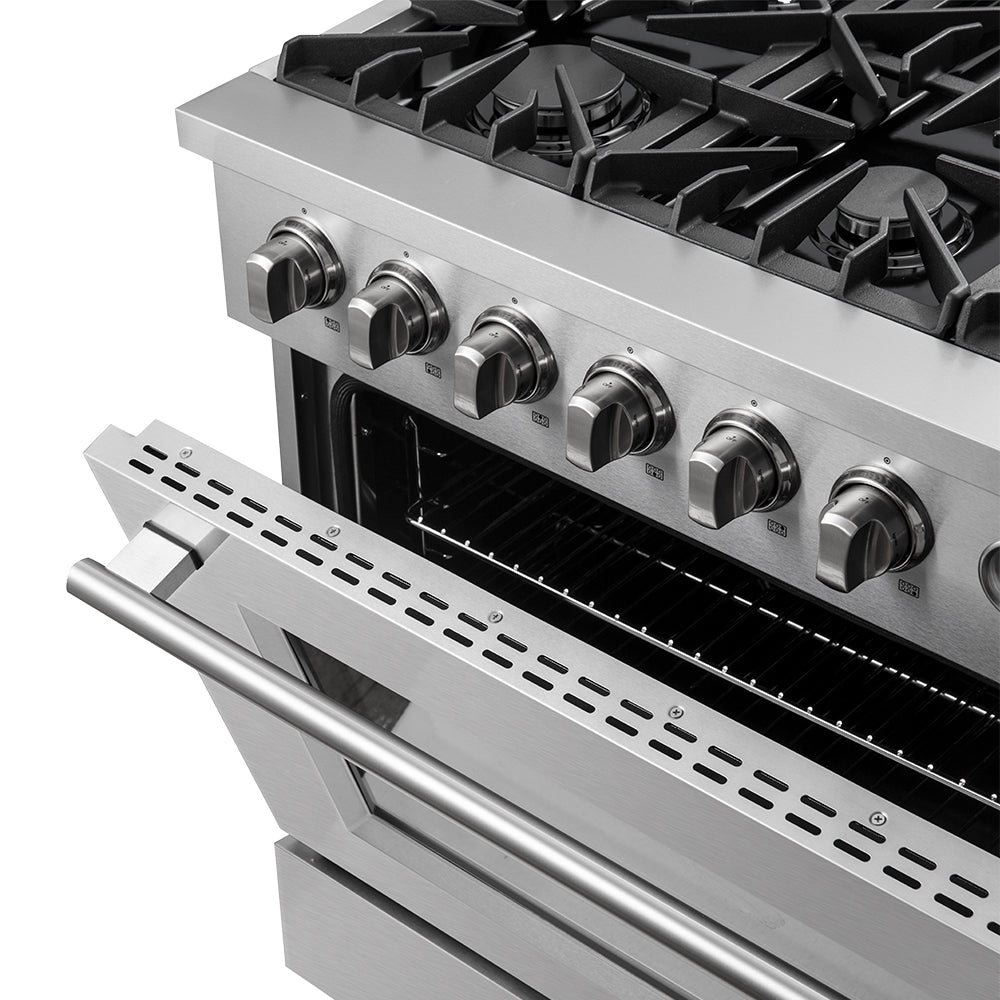 Forno Marco 36 in. 5.36 cu.ft. Stainless Steel Gas Range with 6 Burners | FFSGS6277-36