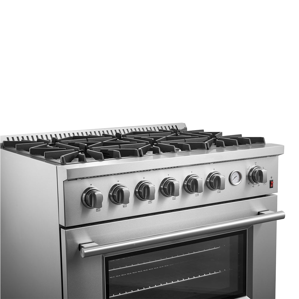 Forno Marco 36 in. 5.36 cu.ft. Stainless Steel Gas Range with 6 Burners | FFSGS6277-36