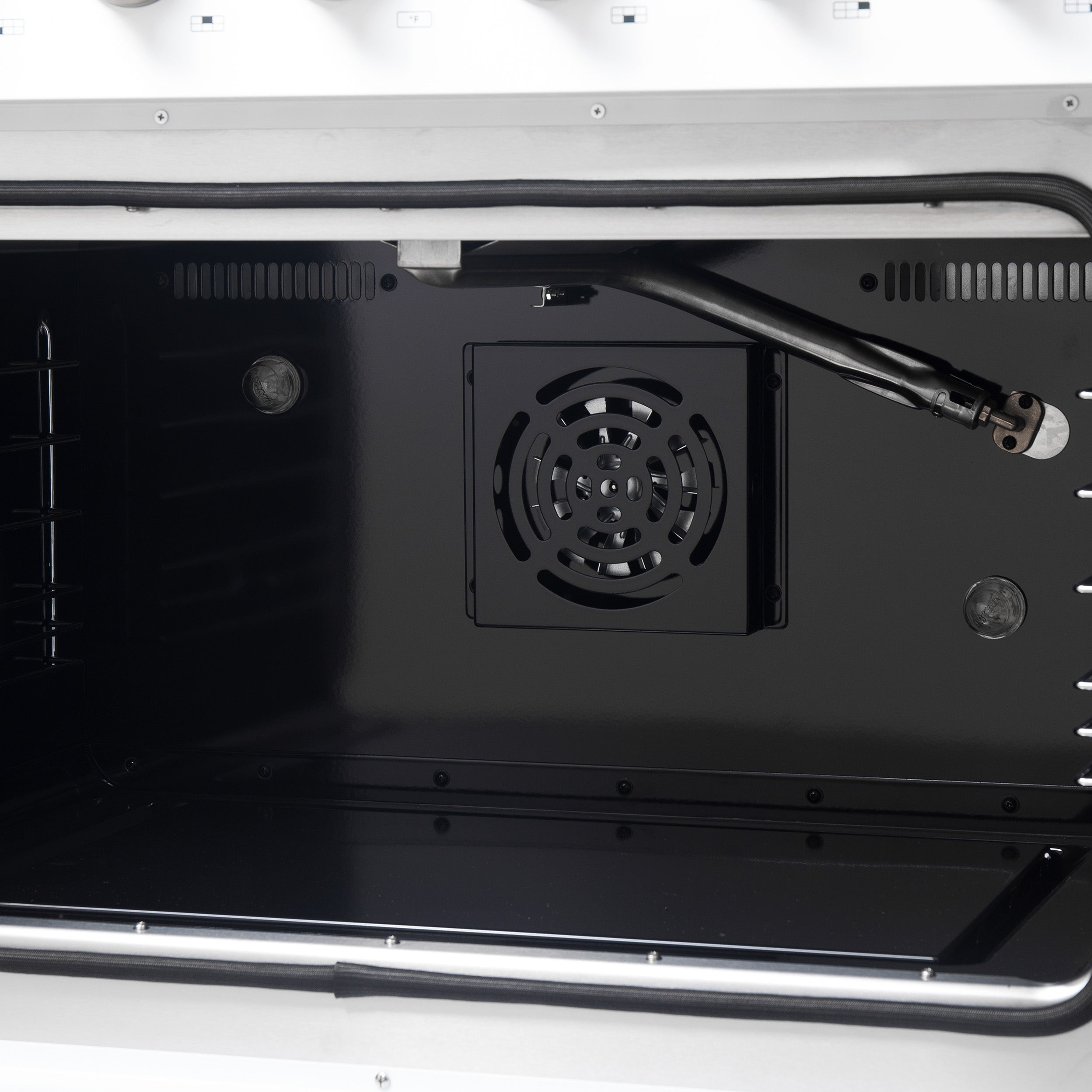 Forno Galiano 36-inch French Door Gas Range White and Antique Brass Design, 6 Sealed Burners 83,000 BTU, 5.36 cu.ft. Convection Oven