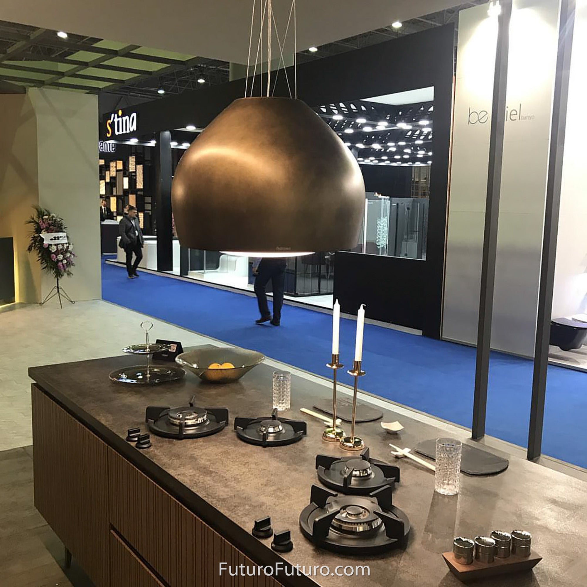 Futuro Dome 21 in. 940 CFM Brass Island Mount Range Hood | IS21DOME-BRS