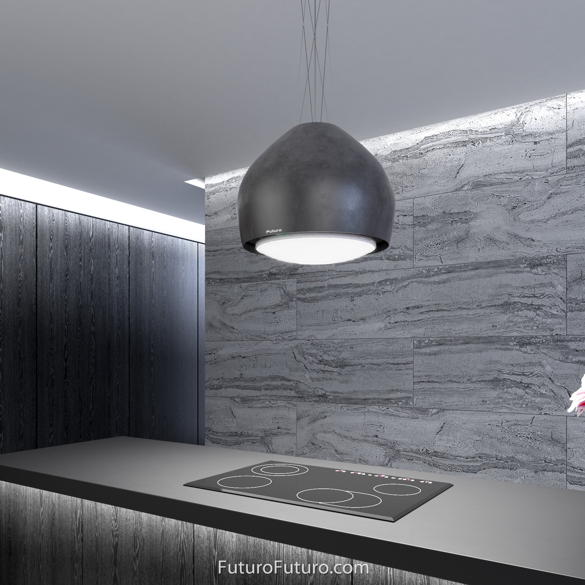 Futuro Dome 21 in. 940 CFM Iron Island Mount Range Hood | IS21DOME-IRON