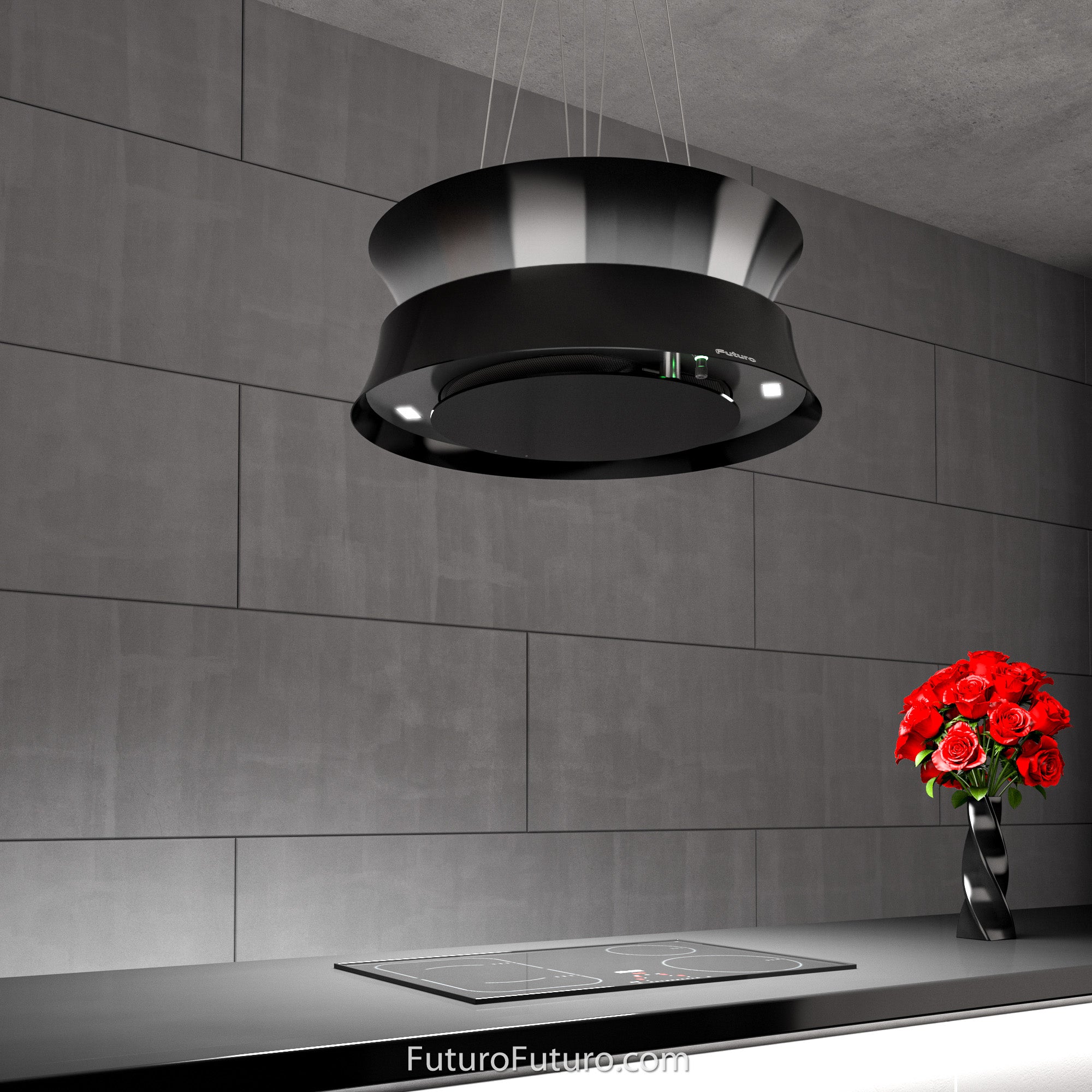 Futuro Arena 24 in. 940 CFM Black Island Mount Range Hood | IS24ARENA-BLK