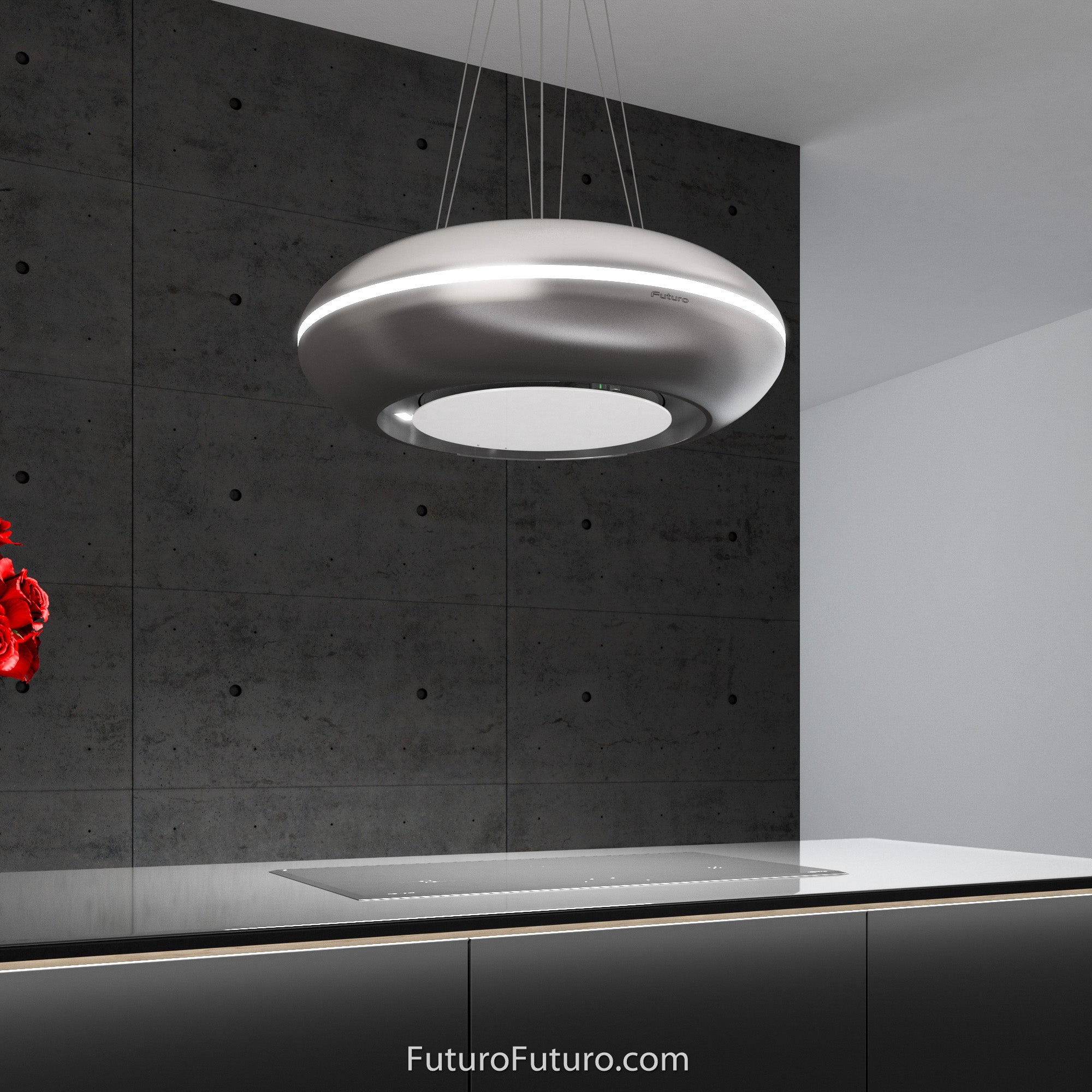 Futuro Orbit 24 in. 940 CFM Stainless Steel Island Mount Range Hood With Color Options