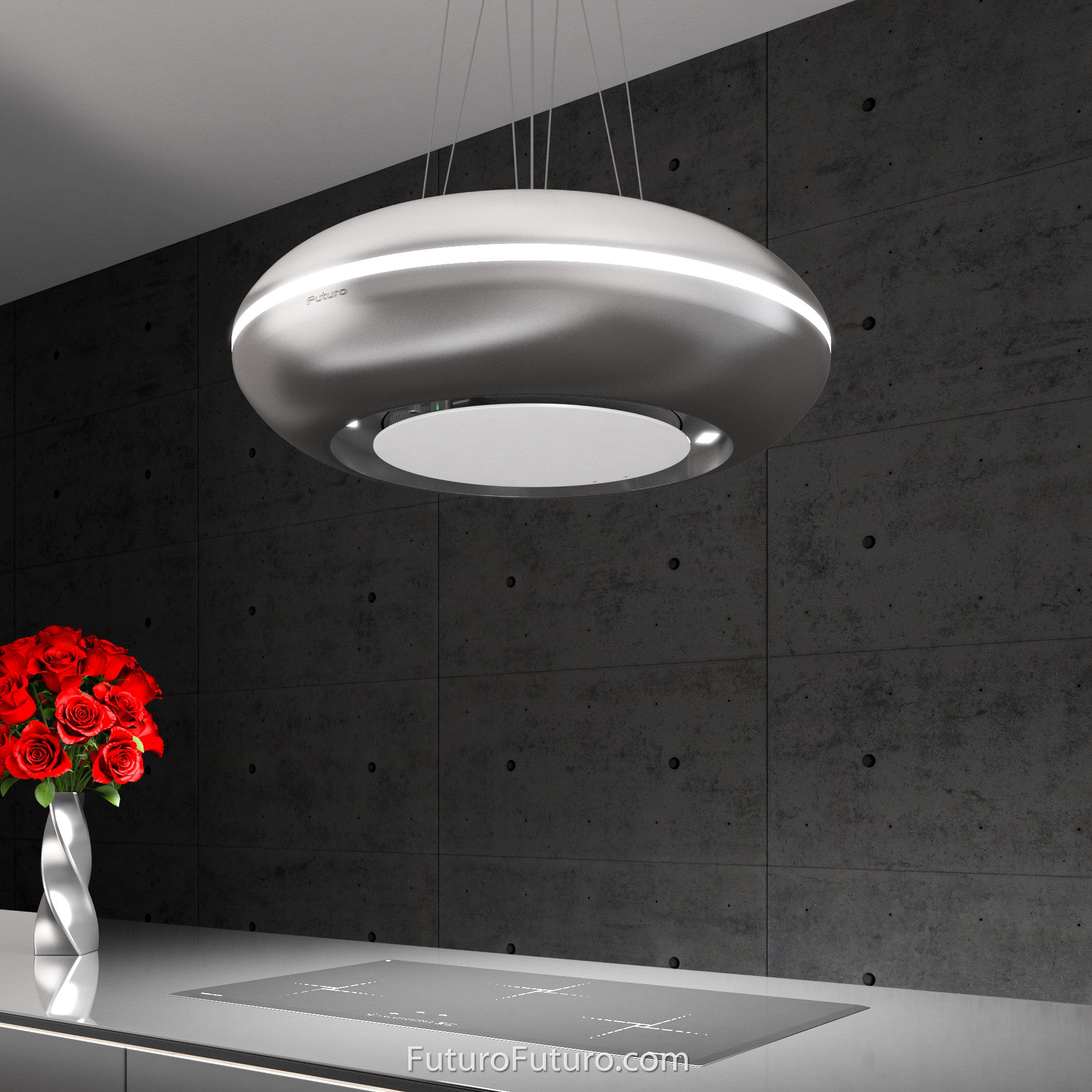 Futuro Orbit 24 in. 940 CFM Stainless Steel Island Mount Range Hood With Color Options