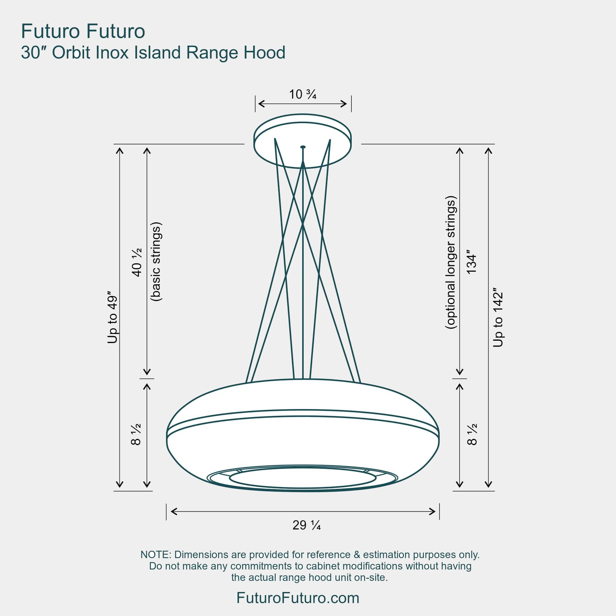 Futuro Orbit 24 in. 940 CFM Stainless Steel Island Mount Range Hood With Color Options