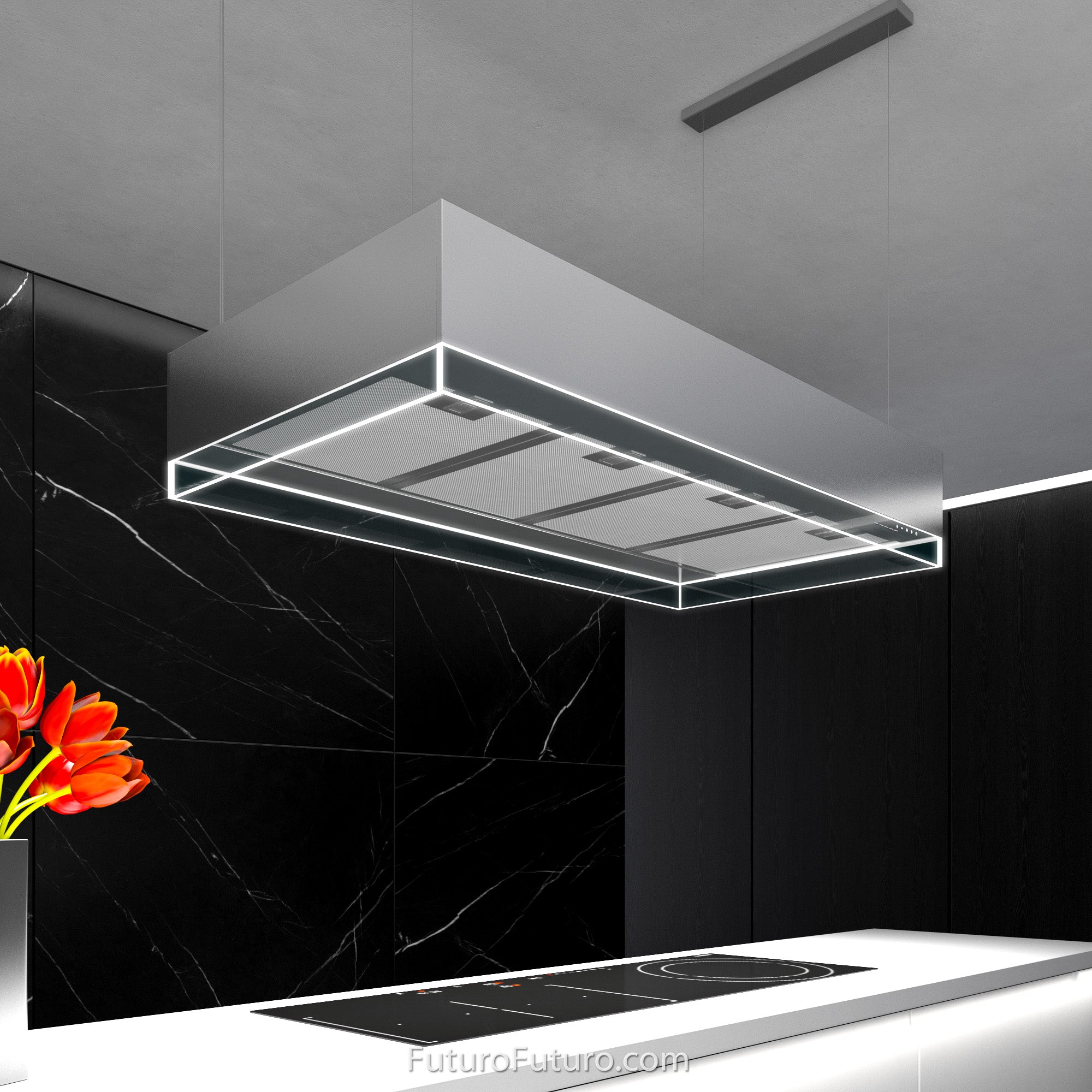 Futuro Perimeter 48 in. 940 CFM Stainless Steel Island Mount Range Hood With Color Options