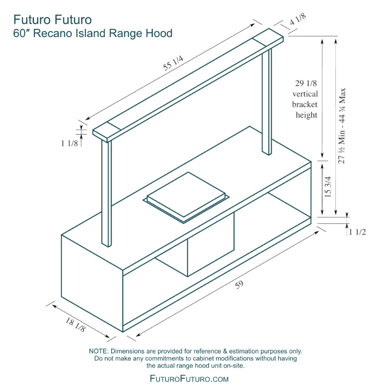 Futuro Recano 60 in. 940 CFM Stainless Steel Island Mount Range Hood | IS60RECANO
