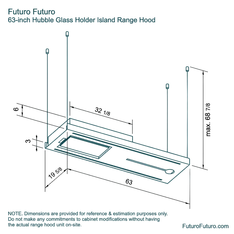 Futuro Horizon Bar 63 in. 940 CFM Black Island Mount Range Hood | IS63HORIZON-BAR