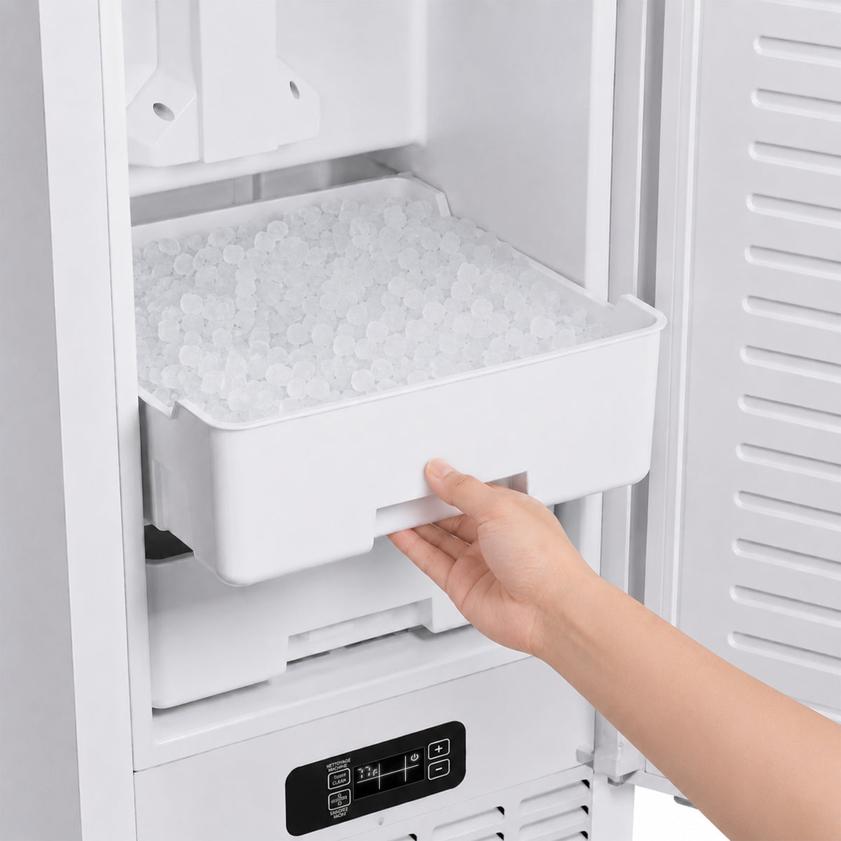 Cristallo 15 Inch Freestanding/Undercounter Ice maker, 66.1 lbs Chewable nugget, 8 kg / 17.6 lbs of ice storage, White