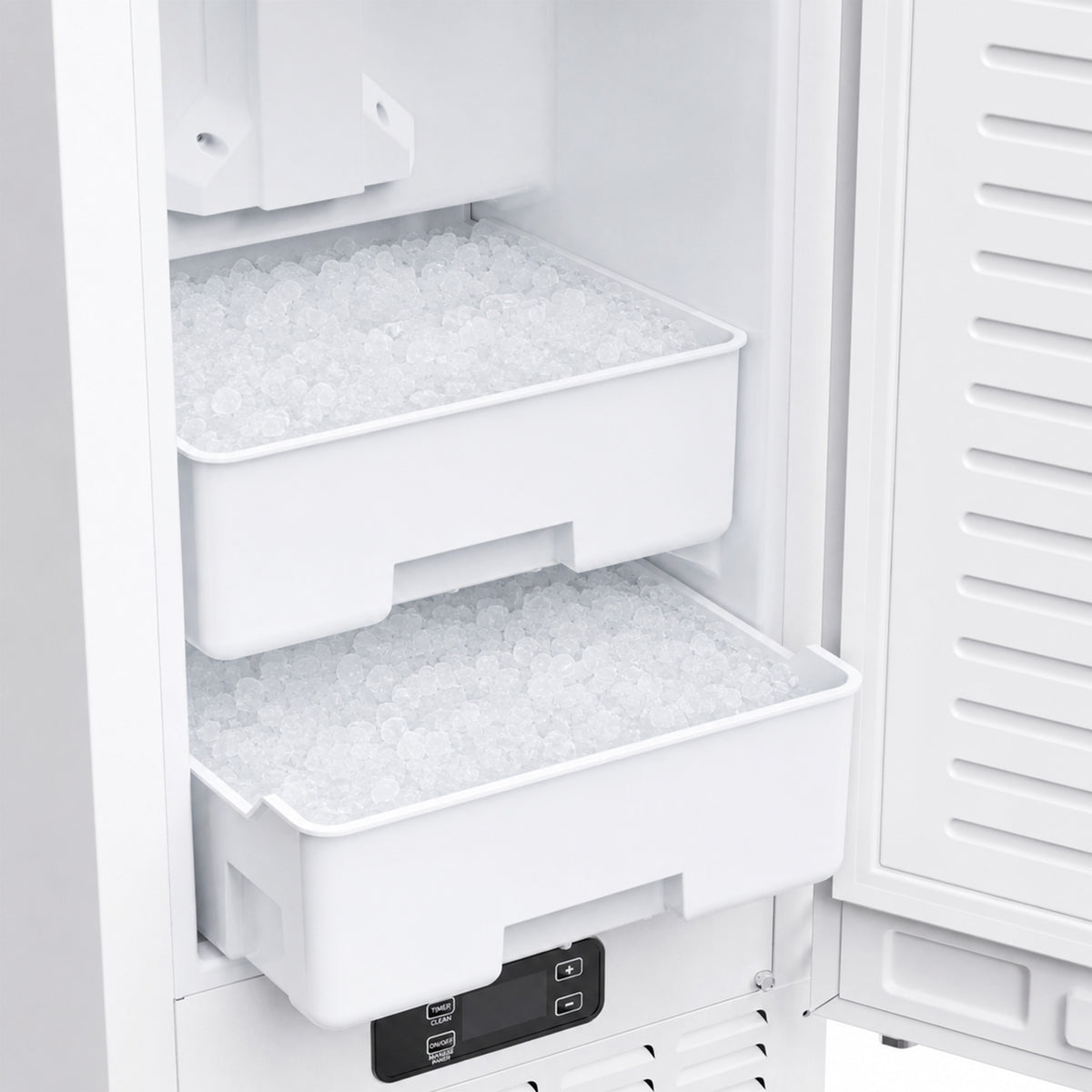 Cristallo 15 Inch Freestanding/Undercounter Ice maker, 66.1 lbs Chewable nugget, 8 kg / 17.6 lbs of ice storage, White