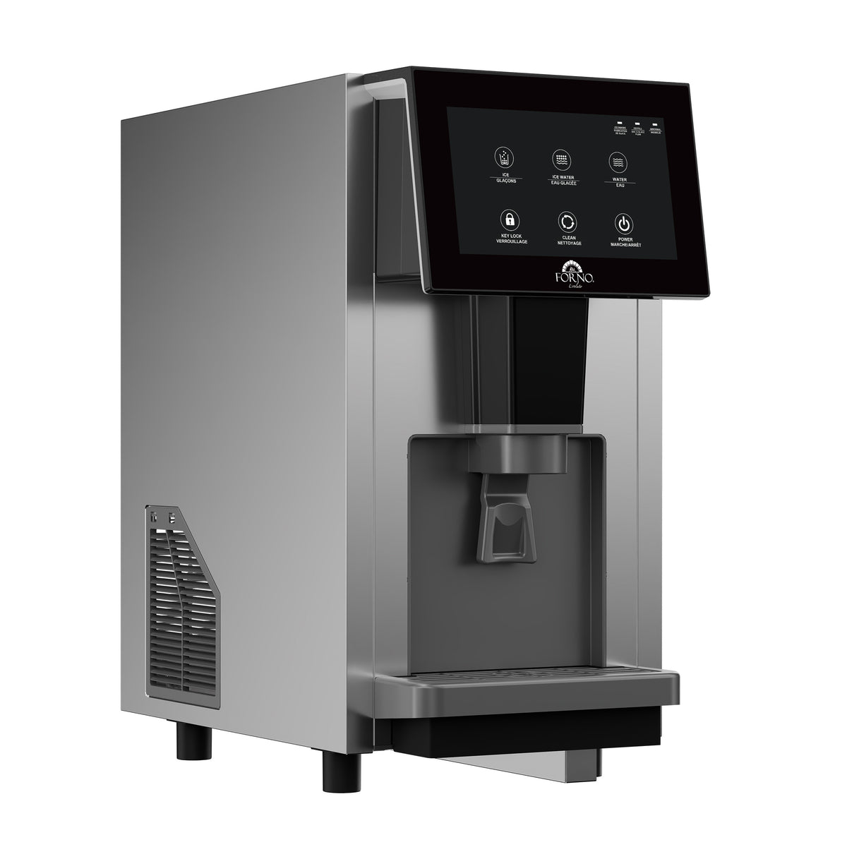 Fresco 14 Inch Countertop Ice Maker & Dispenser, 154 lbs Chewable nugget Ice daily, Self-Clean, Touch Controls, Stainless Steel