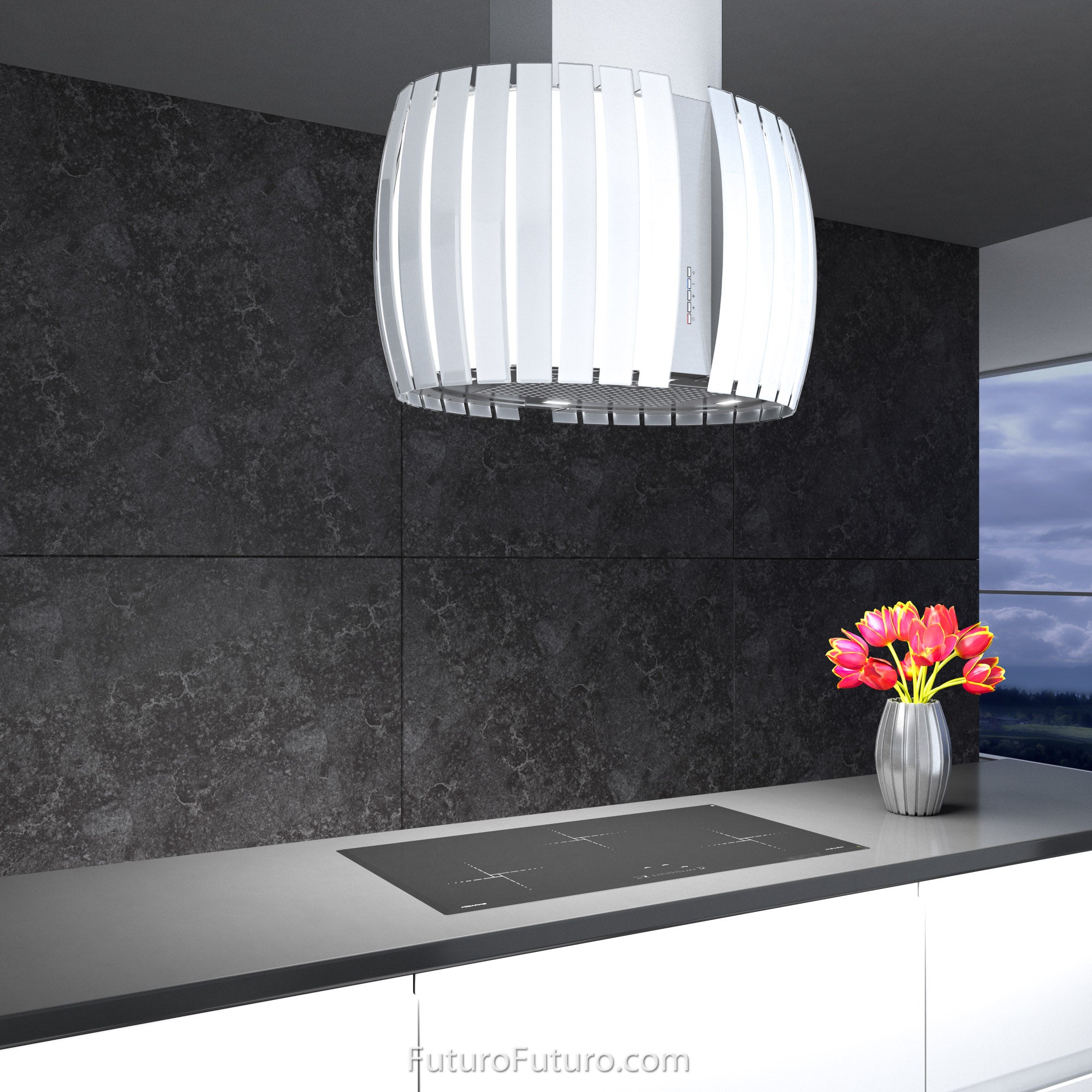 Futuro Pearl 30 in. 940 CFM White Island Mount Range Hood | IS30PEARL-WHT