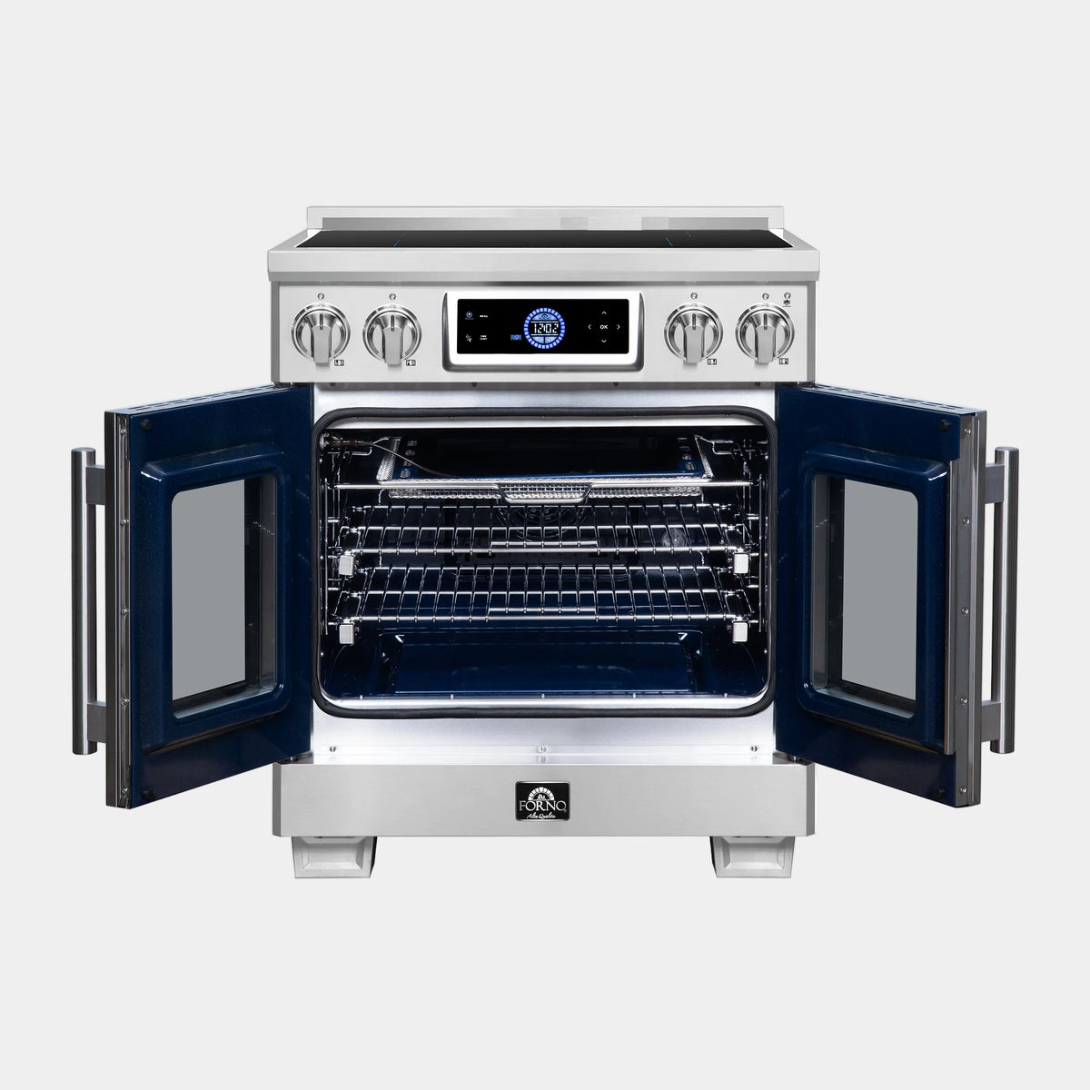 Forno Maximus 30 in. 4.32 cu. ft. Stainless Steel French Door Induction Range with Air Fry, True Convection and Air Sous Vide | FFSIN0932-30