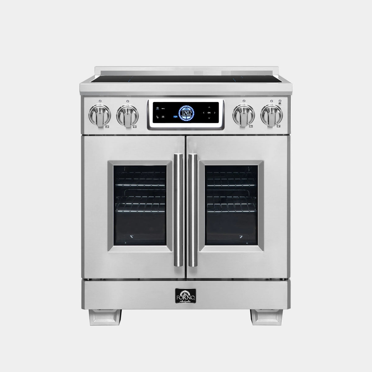 Forno Maximus 30 in. 4.32 cu. ft. Stainless Steel French Door Induction Range with Air Fry, True Convection and Air Sous Vide | FFSIN0932-30