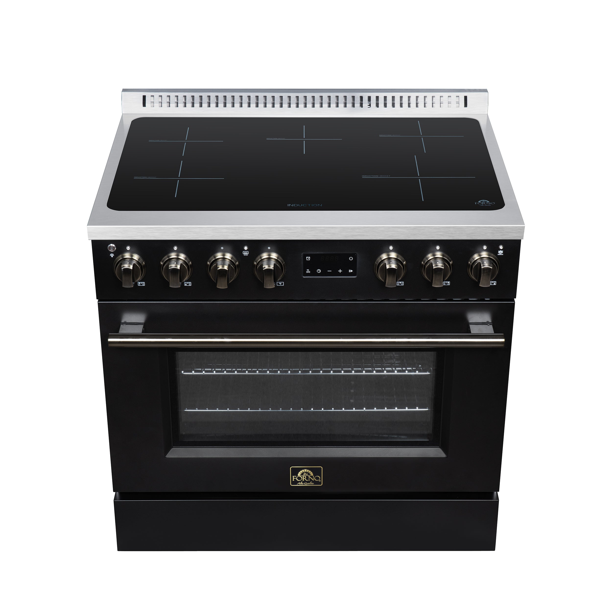 Torino 36 Inch Induction Range, 10,900W cooktop, 5.36 cf. True Convection Oven, Air Fry, Air Sous Vide, Smudge Resistant, Black