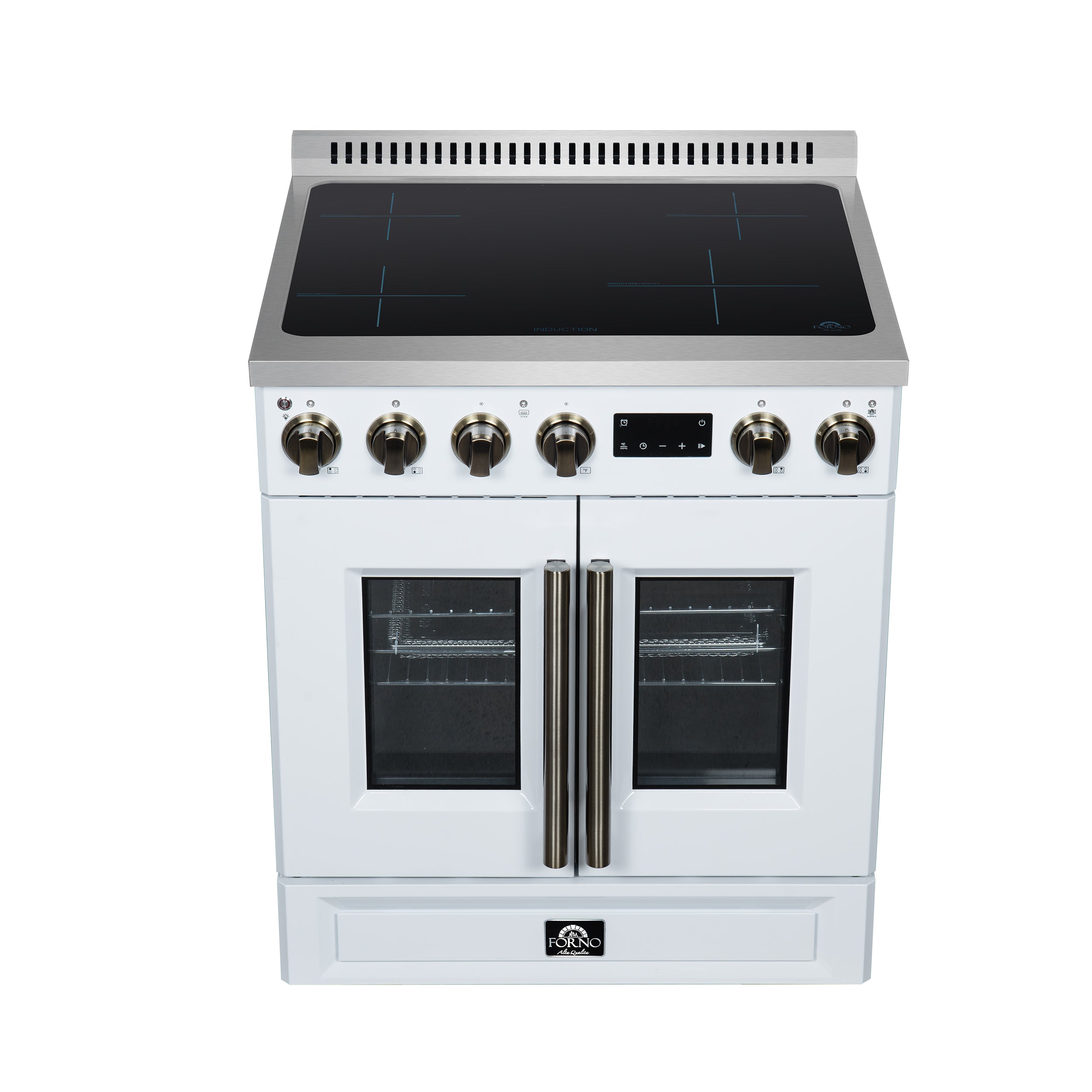 Forno Torino 30 in. 4.32 cu. ft. 5-Burner White French Door Induction Range with Air Fry | FFSIN0950-30WHT