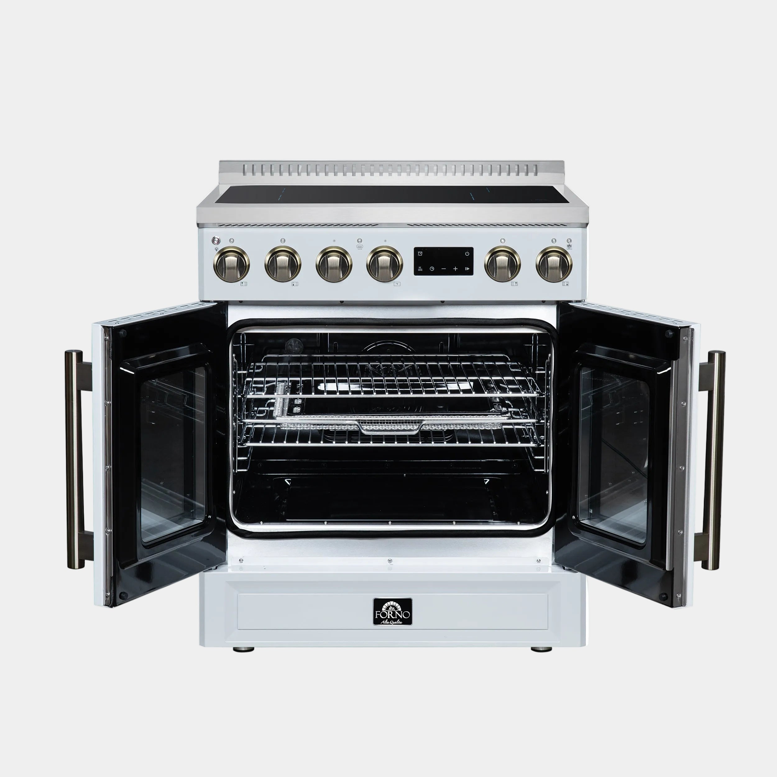 Forno Torino 30 in. 4.32 cu. ft. 5-Burner White French Door Induction Range with Air Fry | FFSIN0950-30WHT