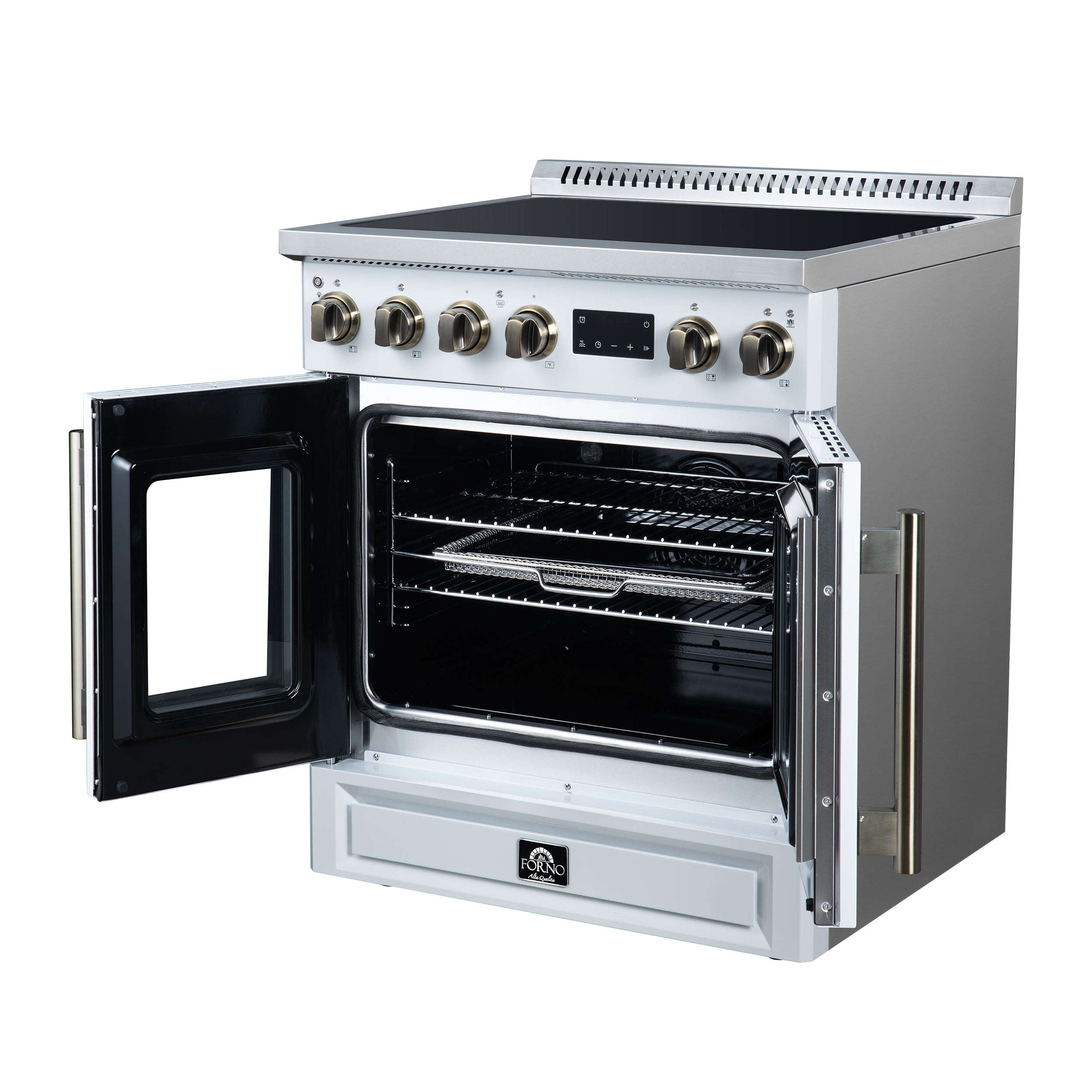 Forno Torino 30 in. 4.32 cu. ft. 5-Burner White French Door Induction Range with Air Fry | FFSIN0950-30WHT