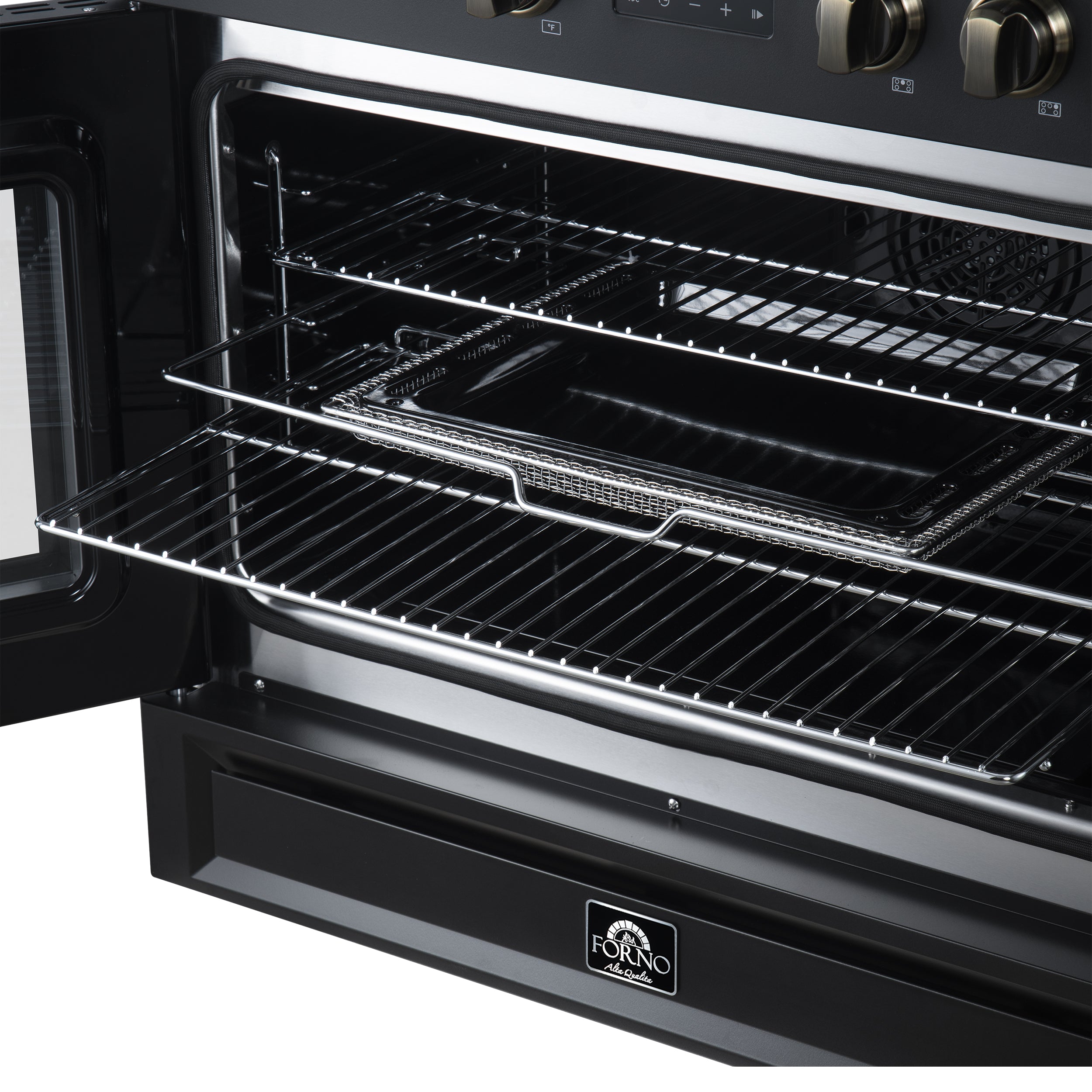 Forno Torino 36 in. 5.36 cu. ft. 5-Burner Black French Door Induction Range with Air Fry | FFSIN0950-36BLK