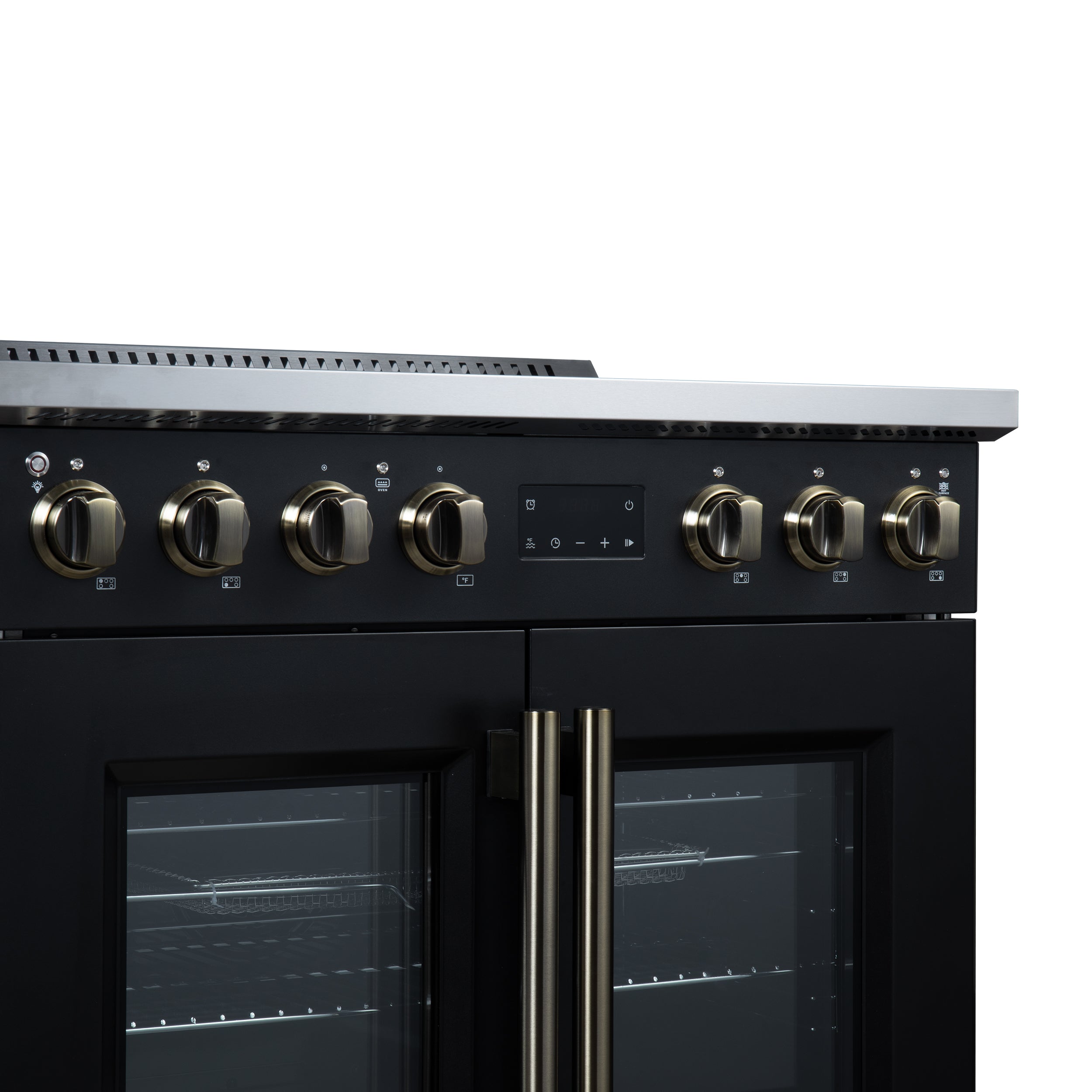 Forno Torino 36 in. 5.36 cu. ft. 5-Burner Black French Door Induction Range with Air Fry | FFSIN0950-36BLK