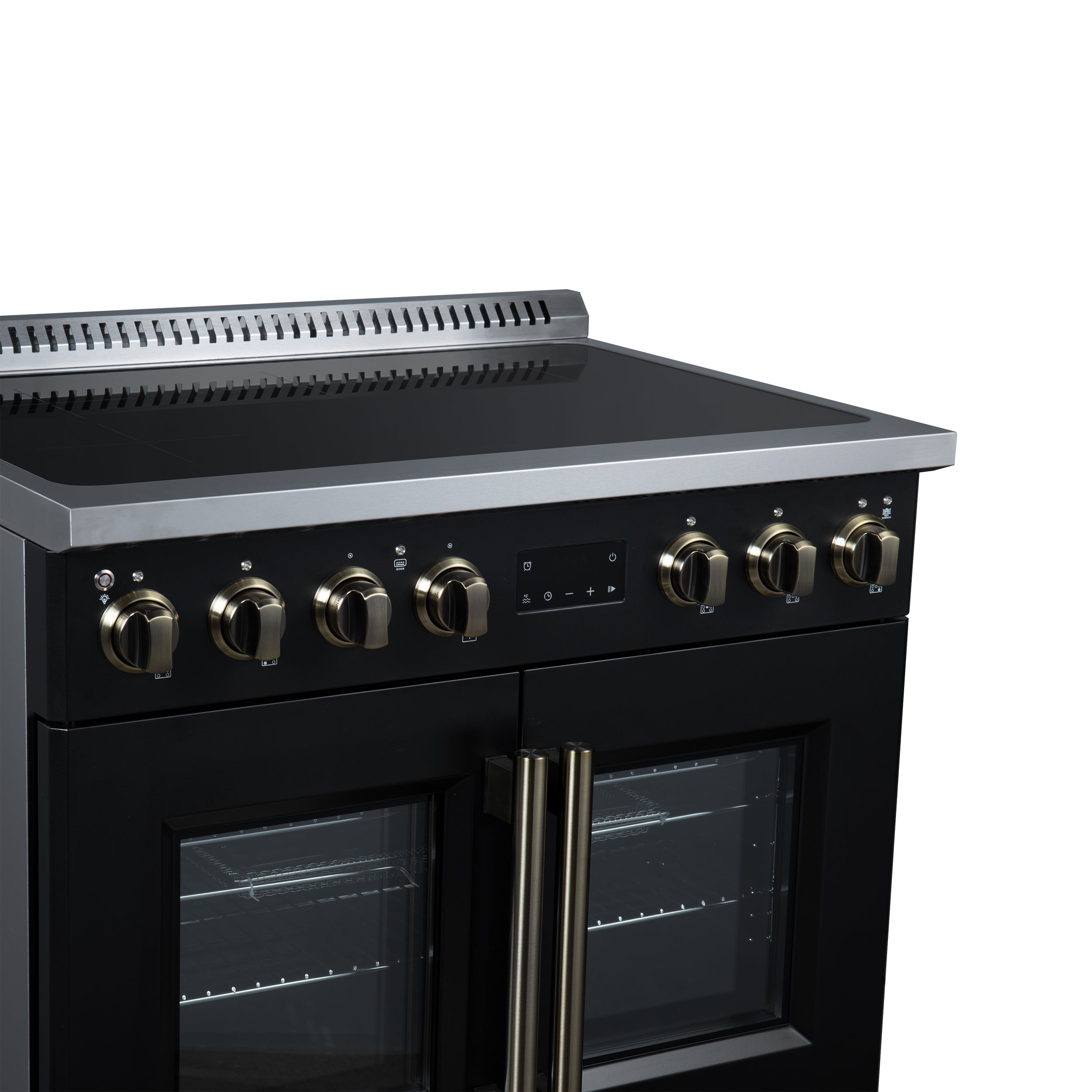 Forno Torino 36 in. 5.36 cu. ft. 5-Burner Black French Door Induction Range with Air Fry | FFSIN0950-36BLK