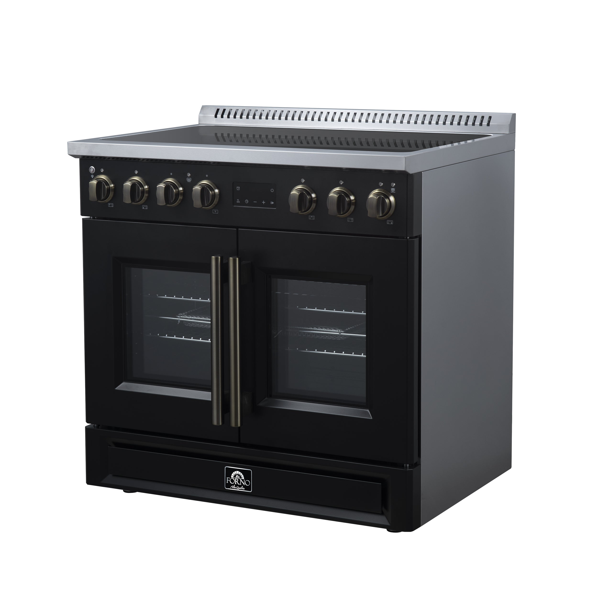 Forno Torino 36 in. 5.36 cu. ft. 5-Burner Black French Door Induction Range with Air Fry | FFSIN0950-36BLK