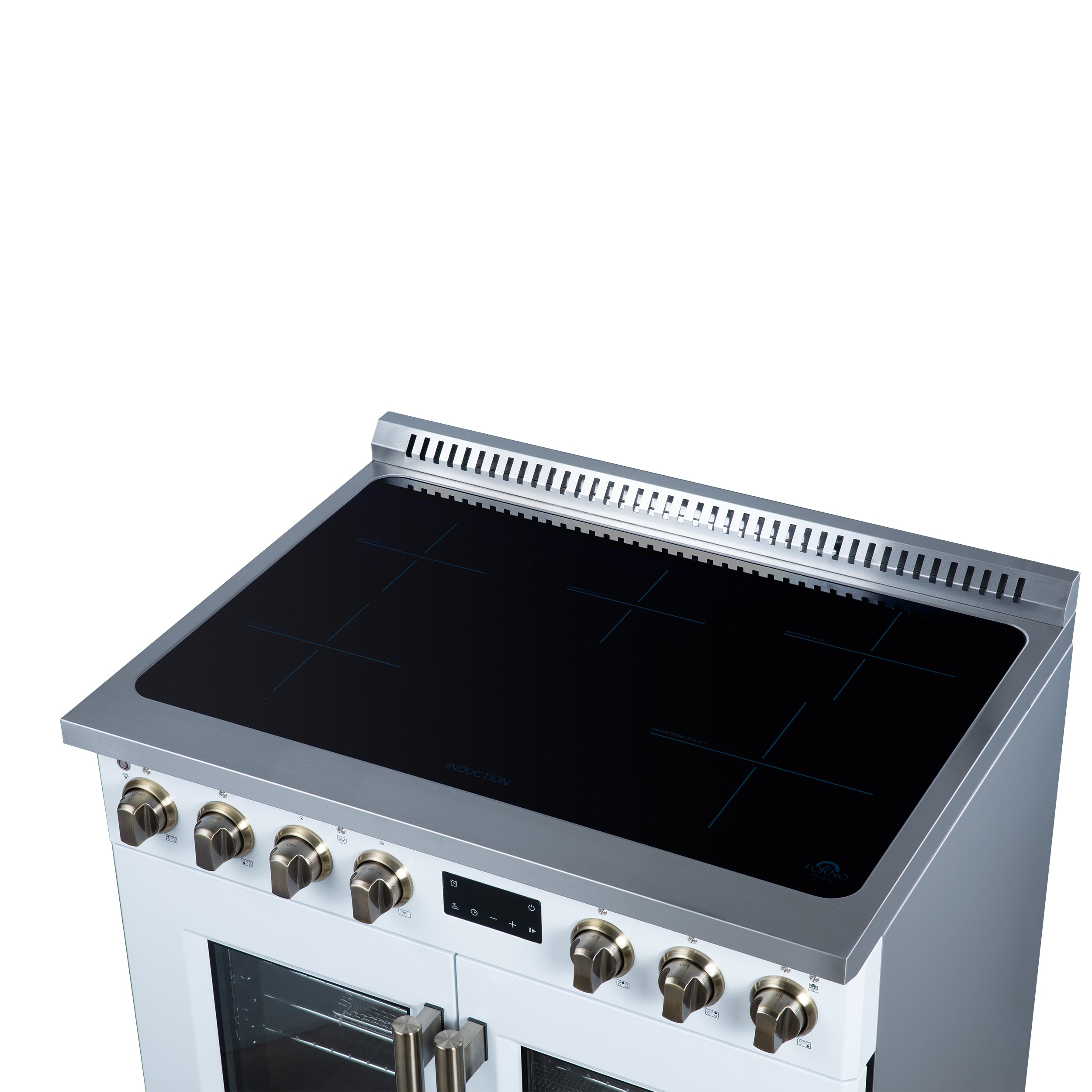 Forno Torino 36 in. 5.36 cu. ft. 5-Burner White French Door Induction Range with Air Fry | FFSIN0950-36WHT