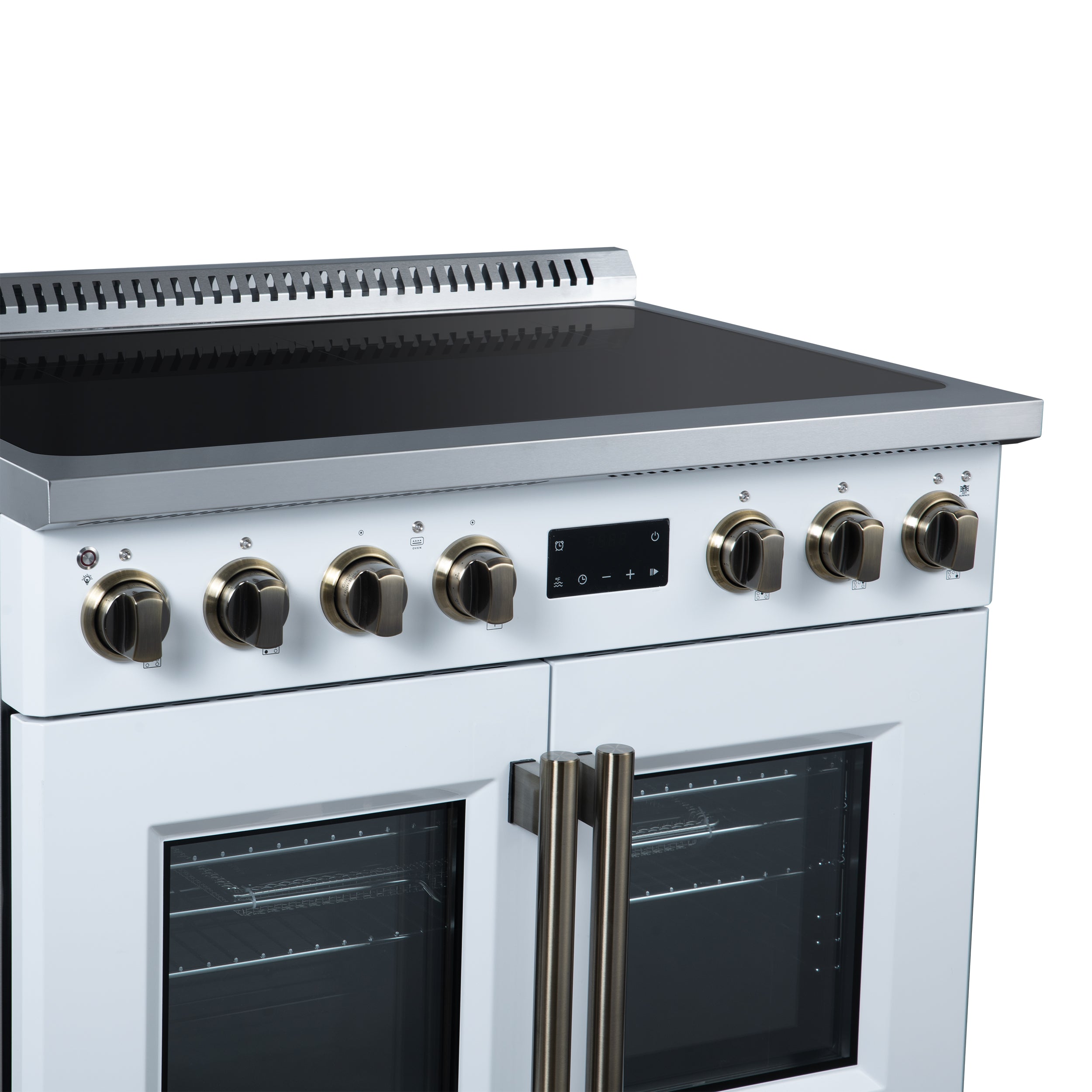 Forno Torino 36 in. 5.36 cu. ft. 5-Burner White French Door Induction Range with Air Fry | FFSIN0950-36WHT
