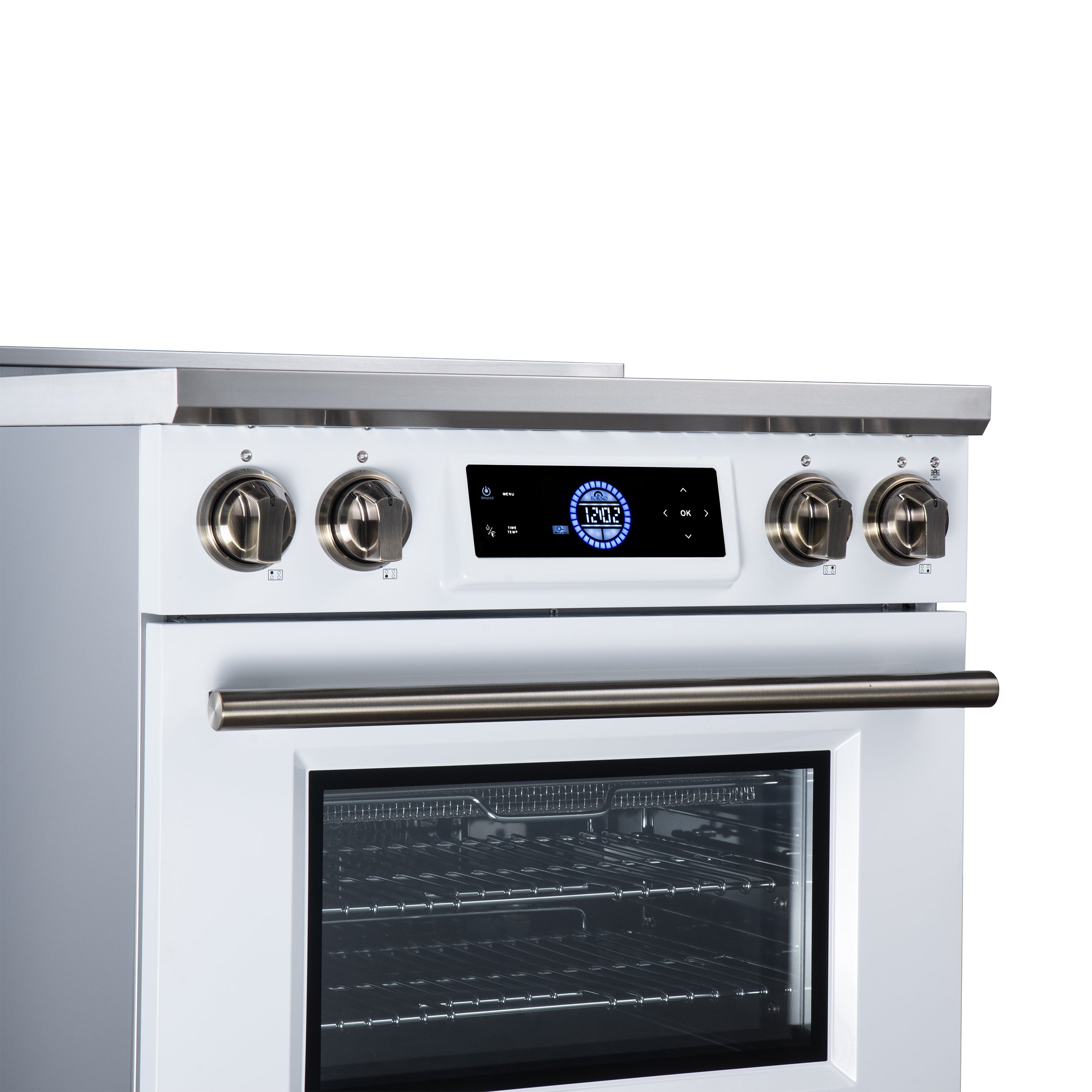 Maximus 30 Inch Induction Range, 8,800 Total Cooktop, 4.32 cf. True Convection Oven, Air Fryer, Air Sous Vide, White