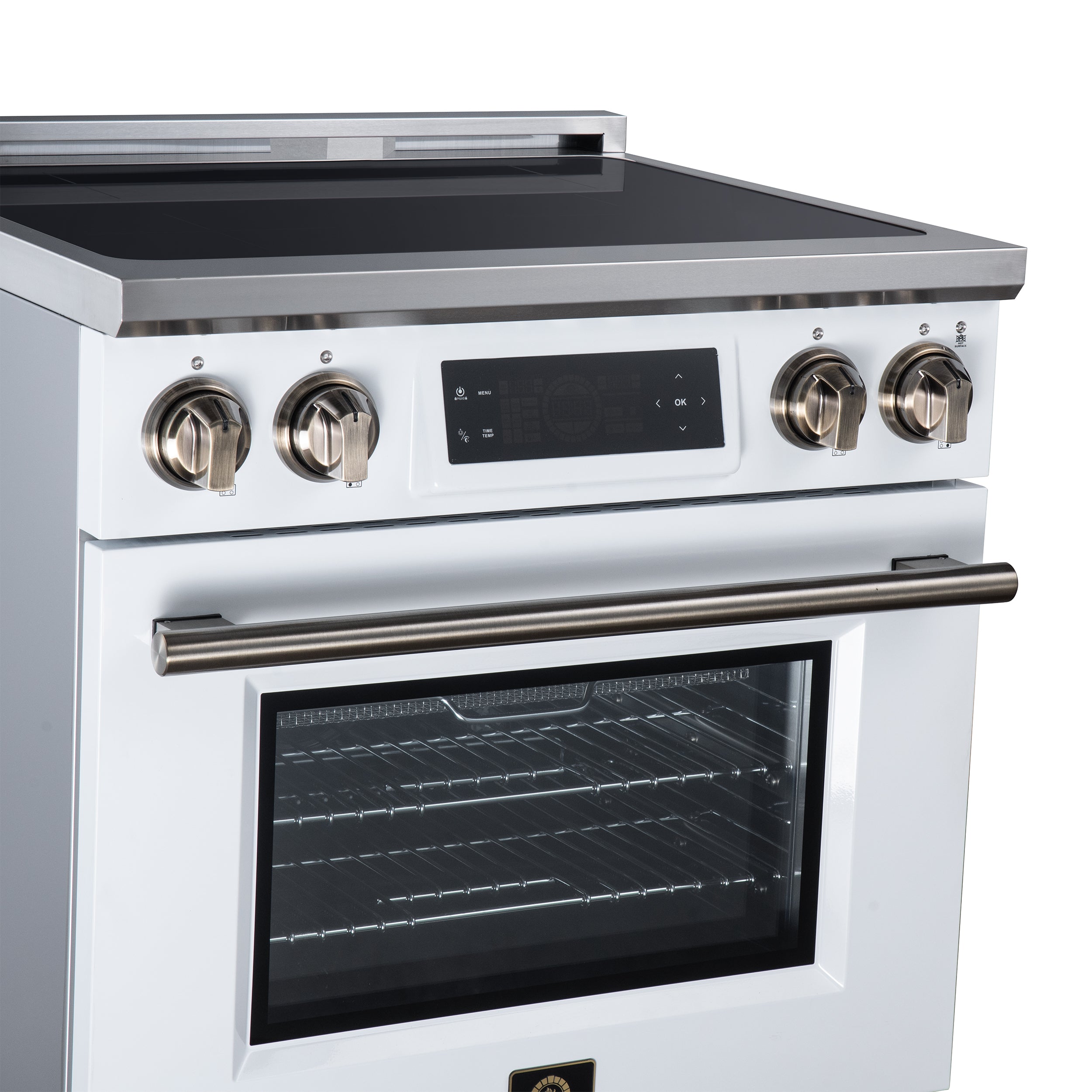 Maximus 30 Inch Induction Range, 8,800 Total Cooktop, 4.32 cf. True Convection Oven, Air Fryer, Air Sous Vide, White