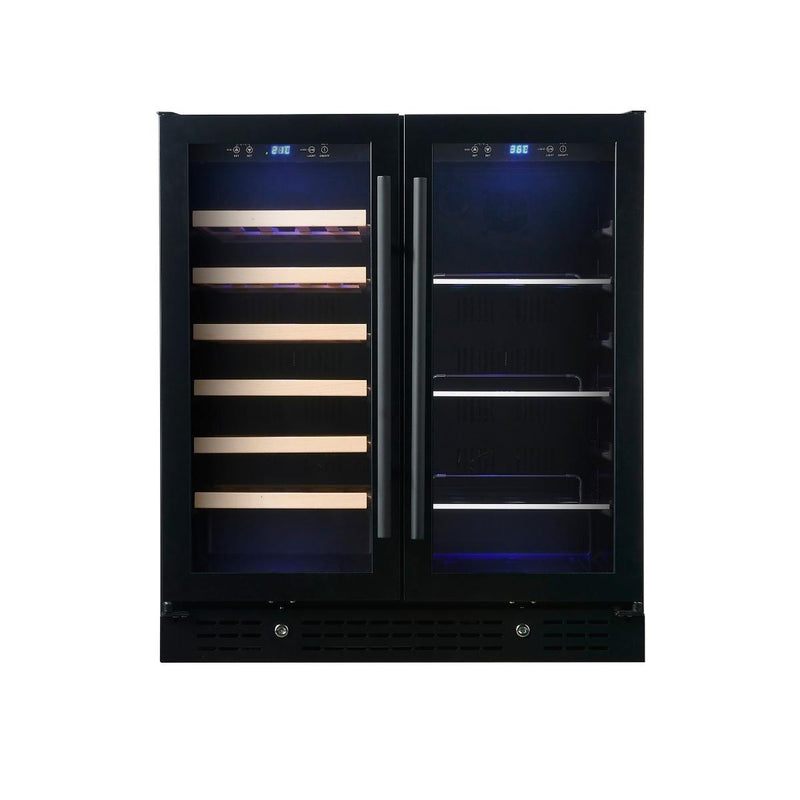 Kingsbottle 30 in. 33 Bottle and 77 Can Under-Counter Dual Zone Wine and Beverage Cooler