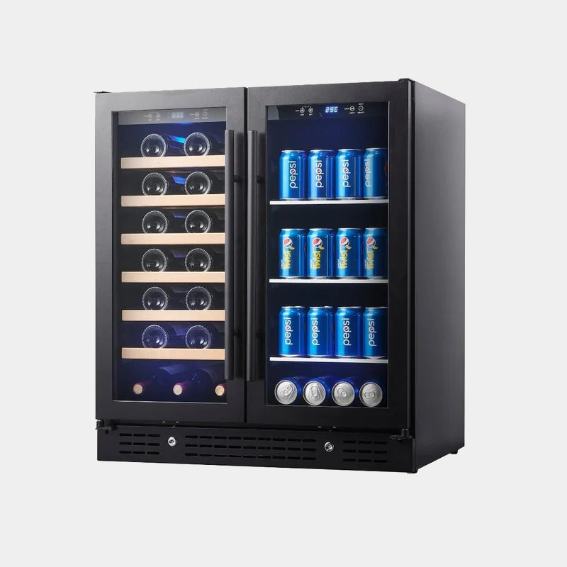 Kingsbottle 30 in. 33 Bottle and 77 Can Under-Counter Dual Zone Wine and Beverage Cooler
