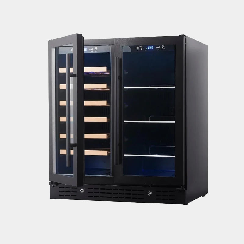 Kingsbottle 30 in. 33 Bottle and 77 Can Under-Counter Dual Zone Wine and Beverage Cooler