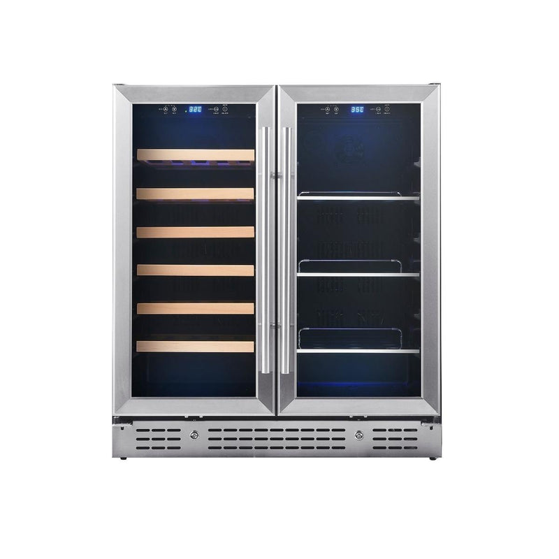 Kingsbottle 30 in. 33 Bottle and 77 Can Under-Counter Dual Zone Wine and Beverage Cooler