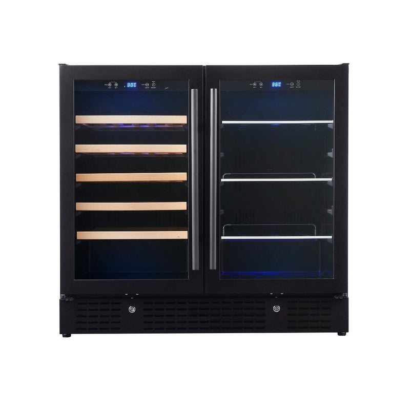 Kingsbottle 36 in. 34 Bottle and 98 Can Under-Counter Dual Zone Wine and Beverage Cooler