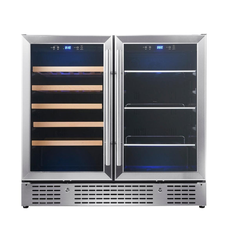 Kingsbottle 36 in. 34 Bottle and 98 Can Under-Counter Dual Zone Wine and Beverage Cooler