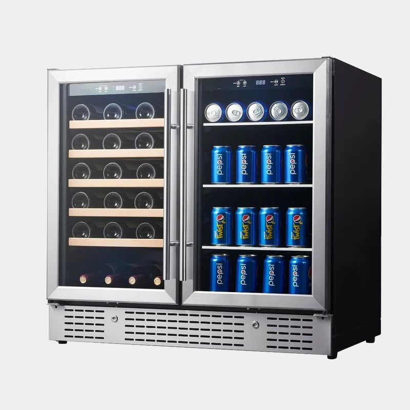 Kingsbottle 36 in. 34 Bottle and 98 Can Under-Counter Dual Zone Wine and Beverage Cooler
