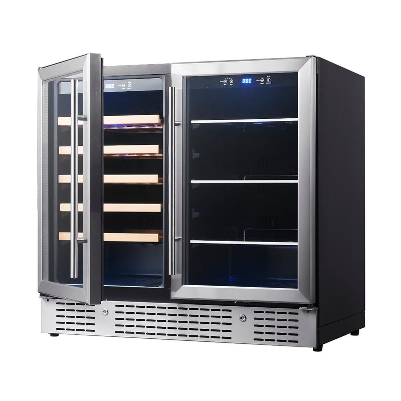 Kingsbottle 36 in. 34 Bottle and 98 Can Under-Counter Dual Zone Wine and Beverage Cooler