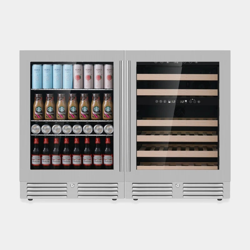 Kingsbottle 48 in. 46 Bottle and 161 Can Under-Counter Triple Zone Wine and Beverage Cooler