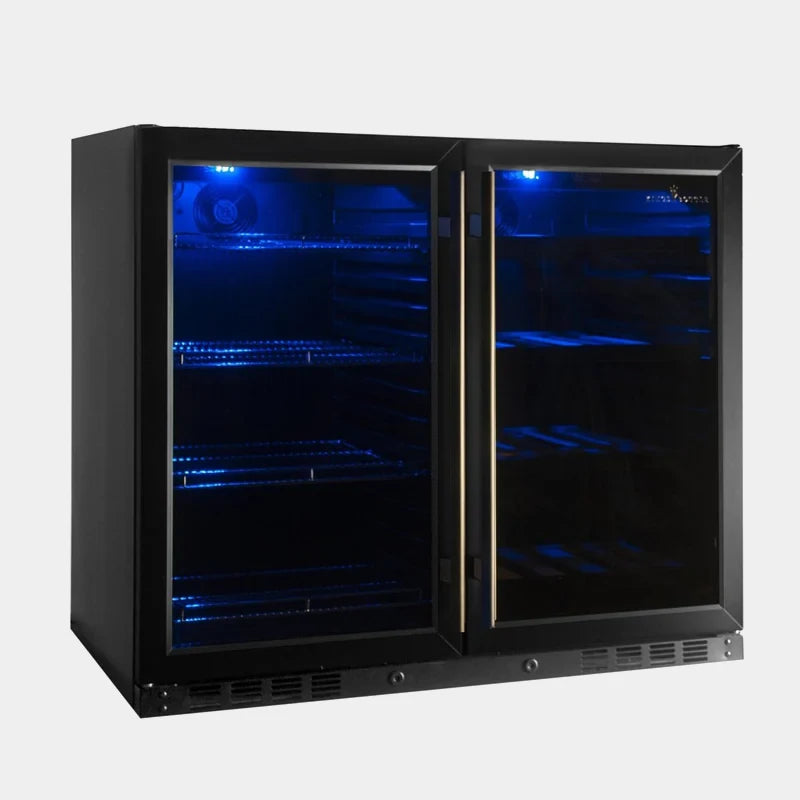 Kingsbottle 39 in. 28 Bottle and 100 Can Under-Counter Dual Zone Wine and Beverage Cooler