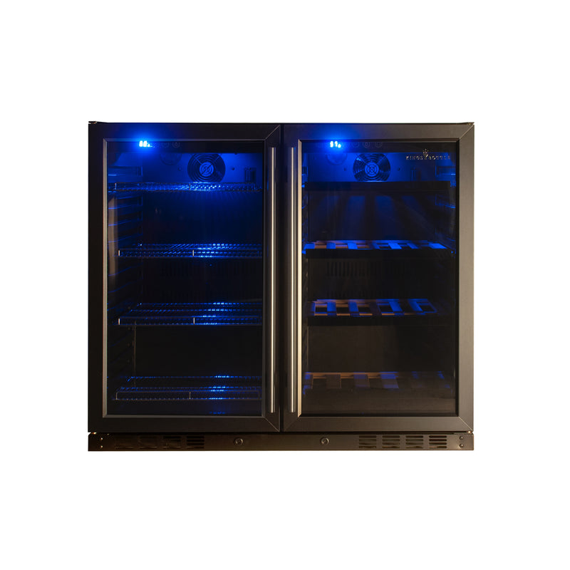 Kingsbottle 39 in. 28 Bottle and 100 Can Under-Counter Dual Zone Wine and Beverage Cooler