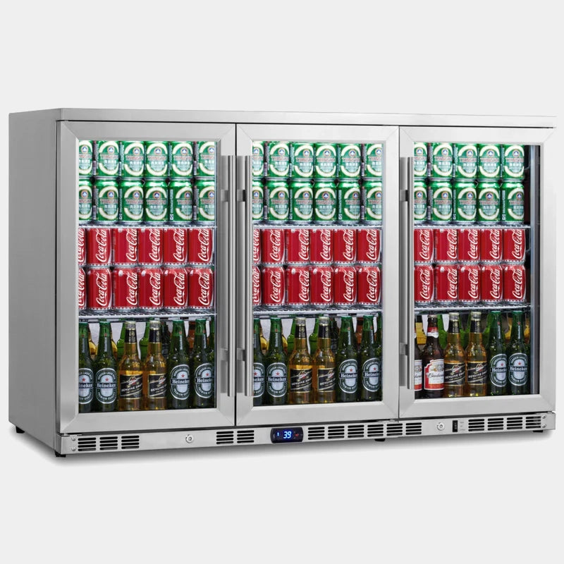 Kingsbottle 53 in. Stainless Steel Heating Glass 3 Door Beverage Cooler